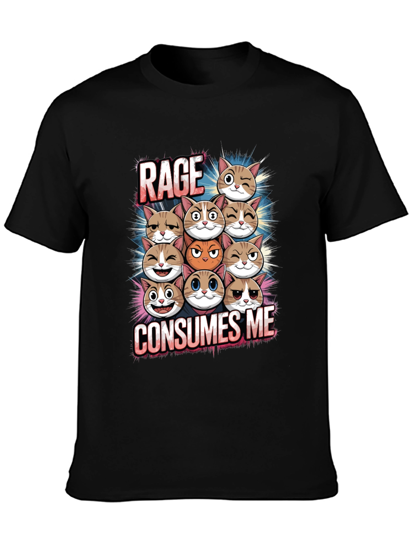 Black Rage Consumes Me Cats Graphic T-Shirt view 3