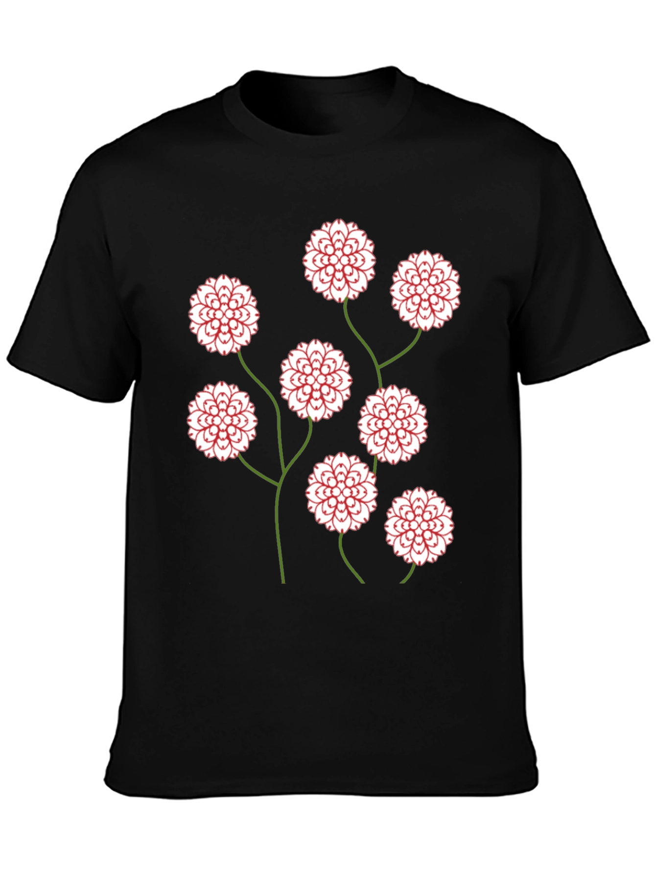 Black Floral Print Black T-Shirt view 3