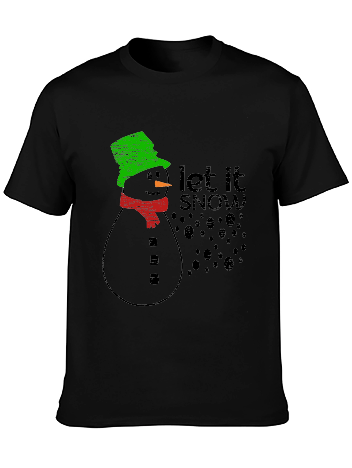 Black Let It Snow T-Shirt - Festive Holiday Apparel view 3