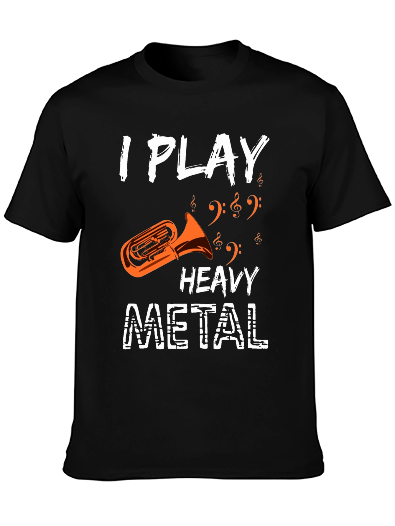Black I Play Heavy Metal Tuba Funny Music Shirt view 3