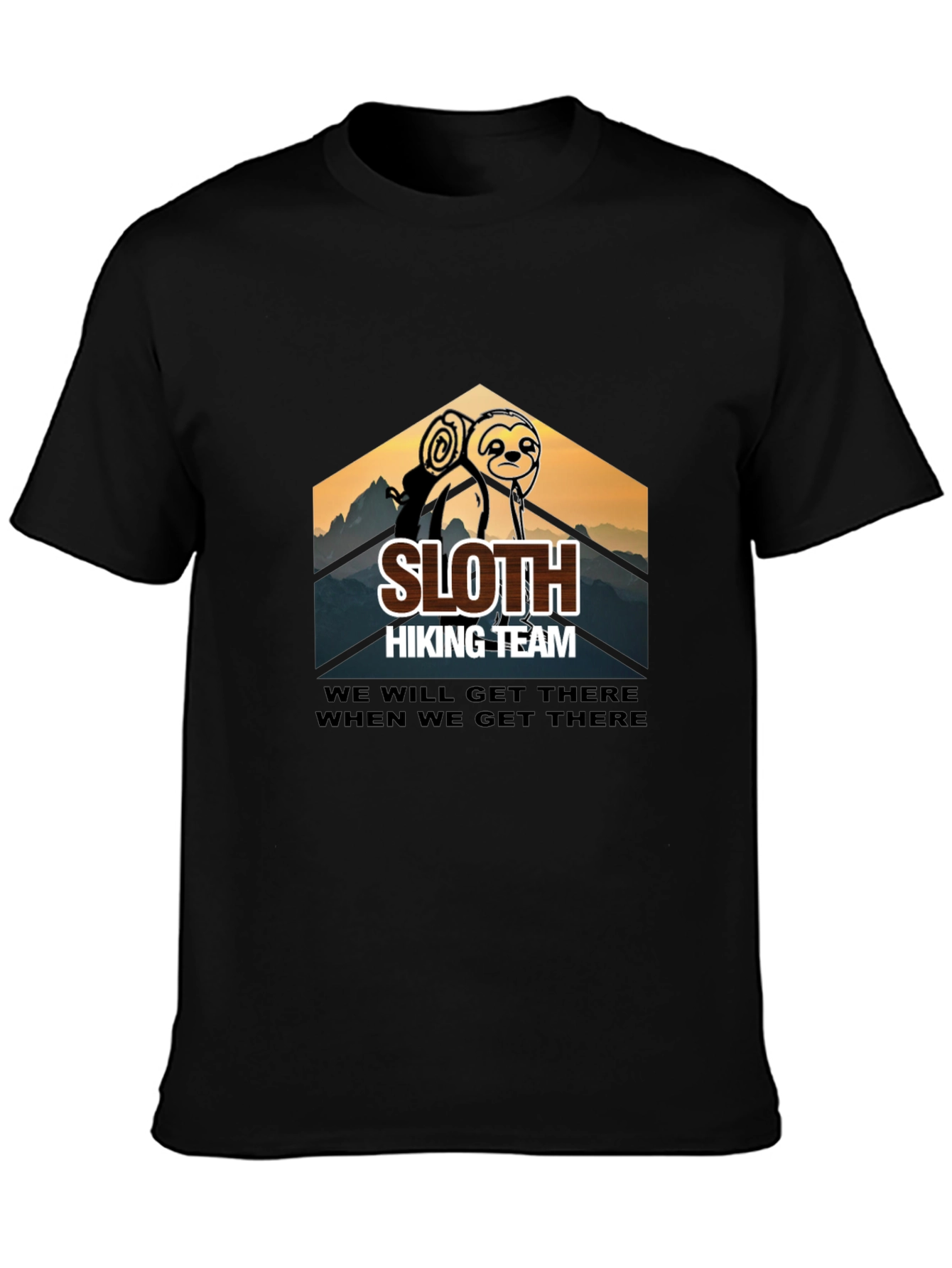 Black Sloth Hiking Team T-Shirt - Men's Black Crew Neck Tee view 3