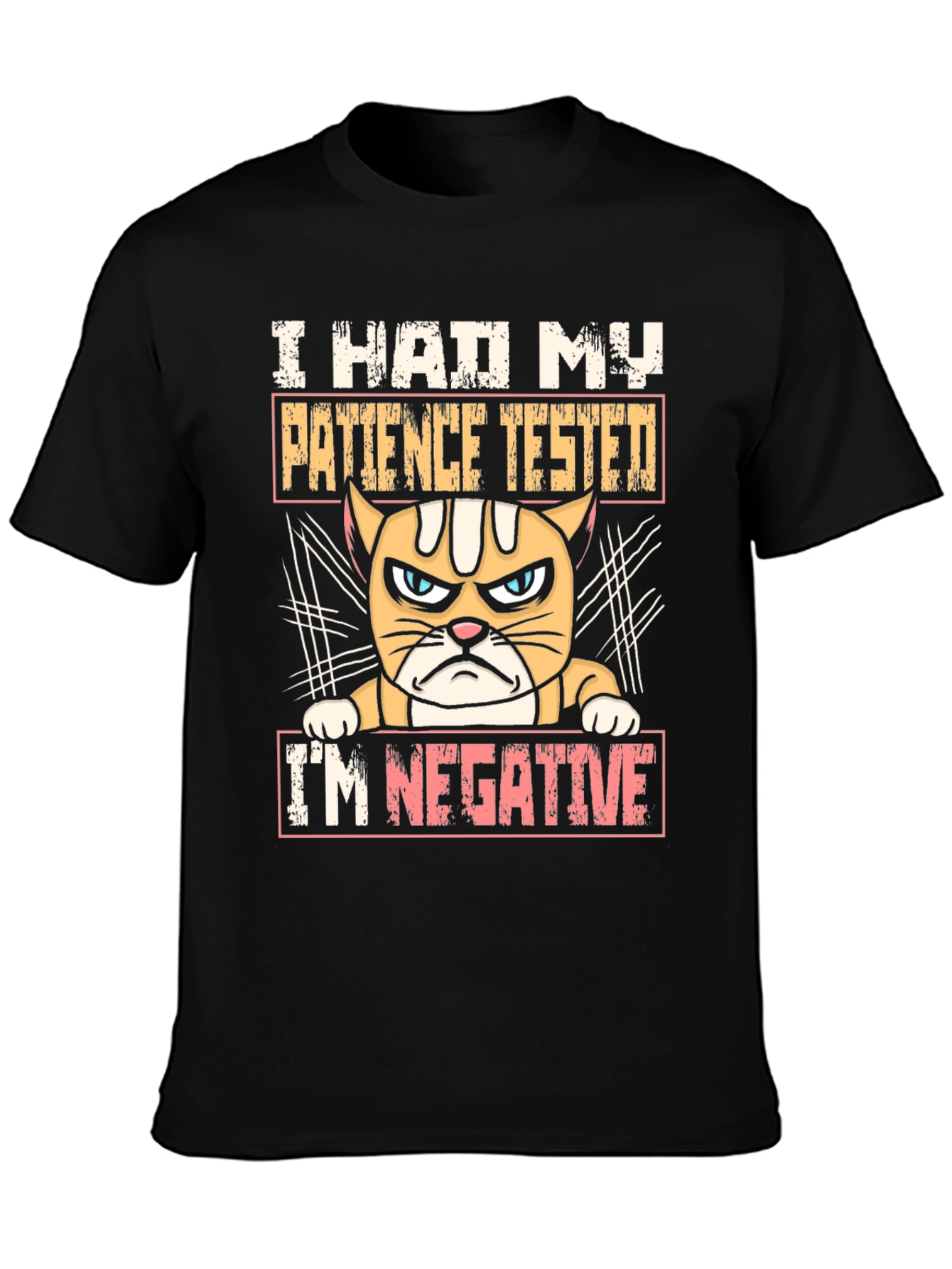 Black I Had My Patience Tested Funny Cat T-Shirt view 3