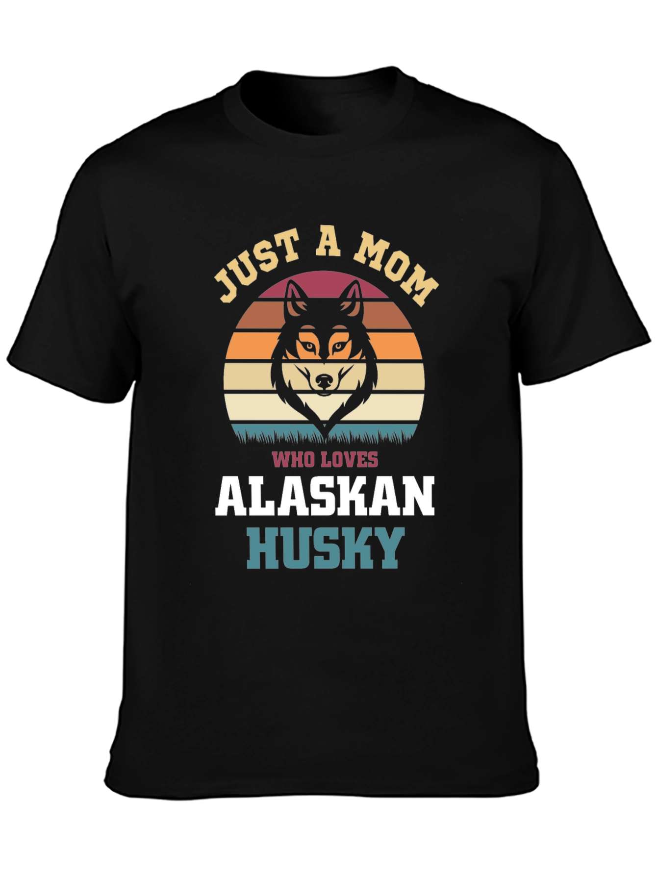 Black Just A Mom Who Loves Alaskan Husky T-Shirt view 3
