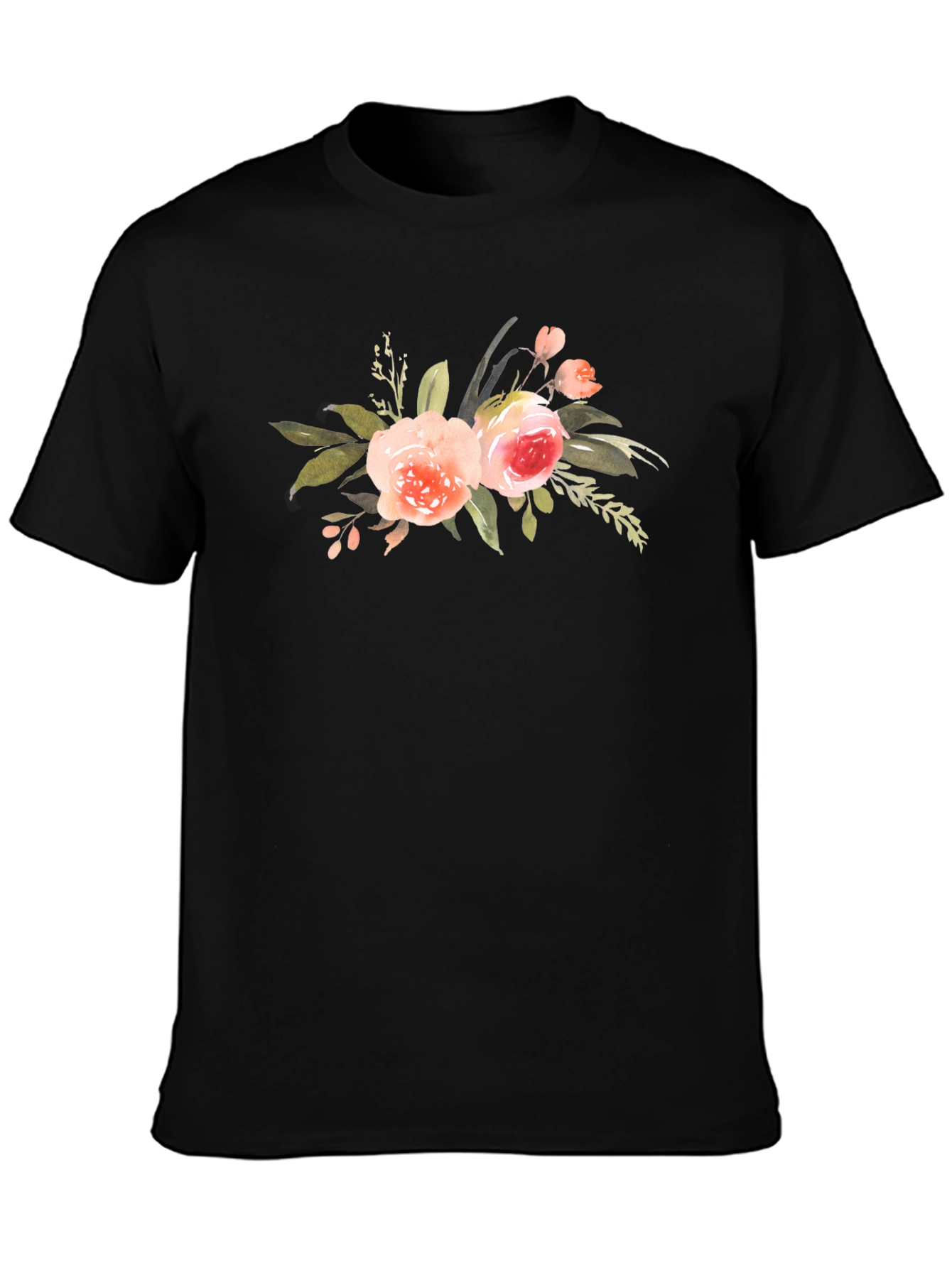 Black Floral Print Black T-Shirt: Stylish and Comfortable view 3