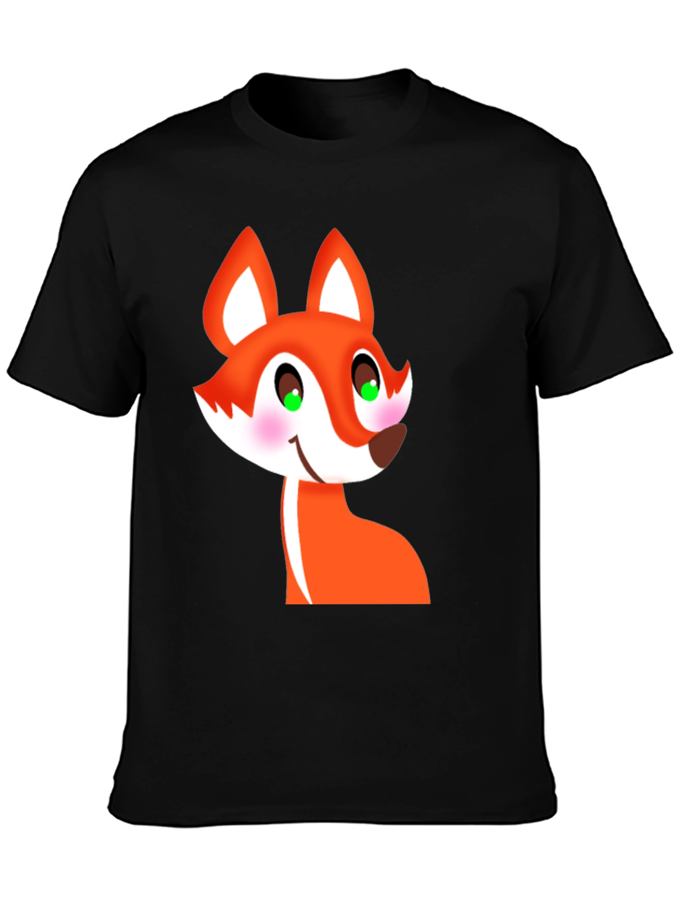 Black Cartoon Fox Graphic Tee - Black T-Shirt view 3