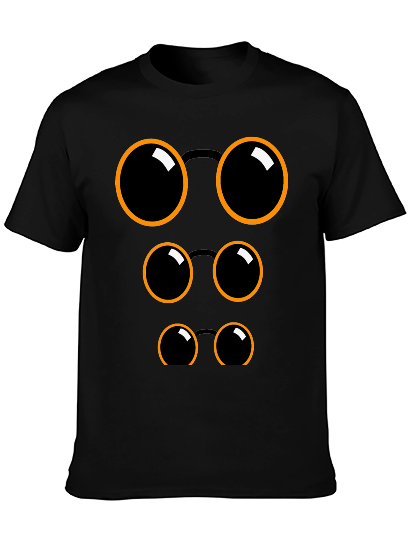 Black Funny Eyeglasses Graphic Black T-Shirt view 3