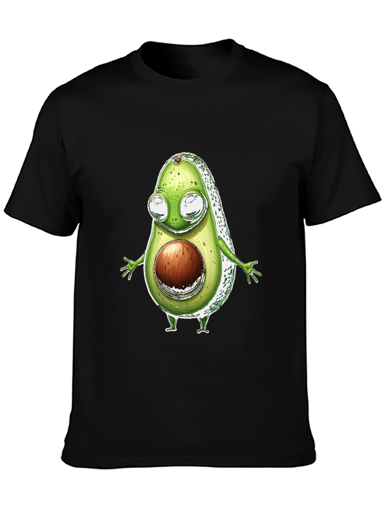 Black Funny Avocado Character T-Shirt - Black view 3