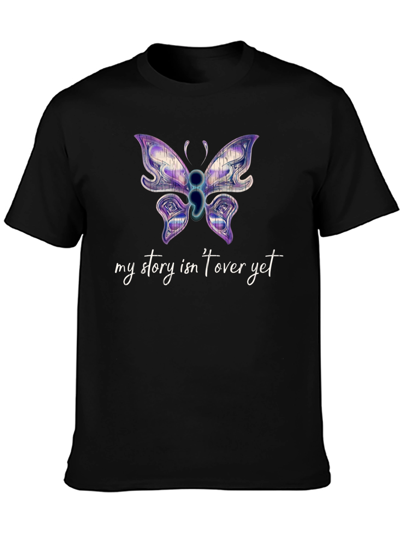 Black Semicolon Butterfly Graphic Tee view 3