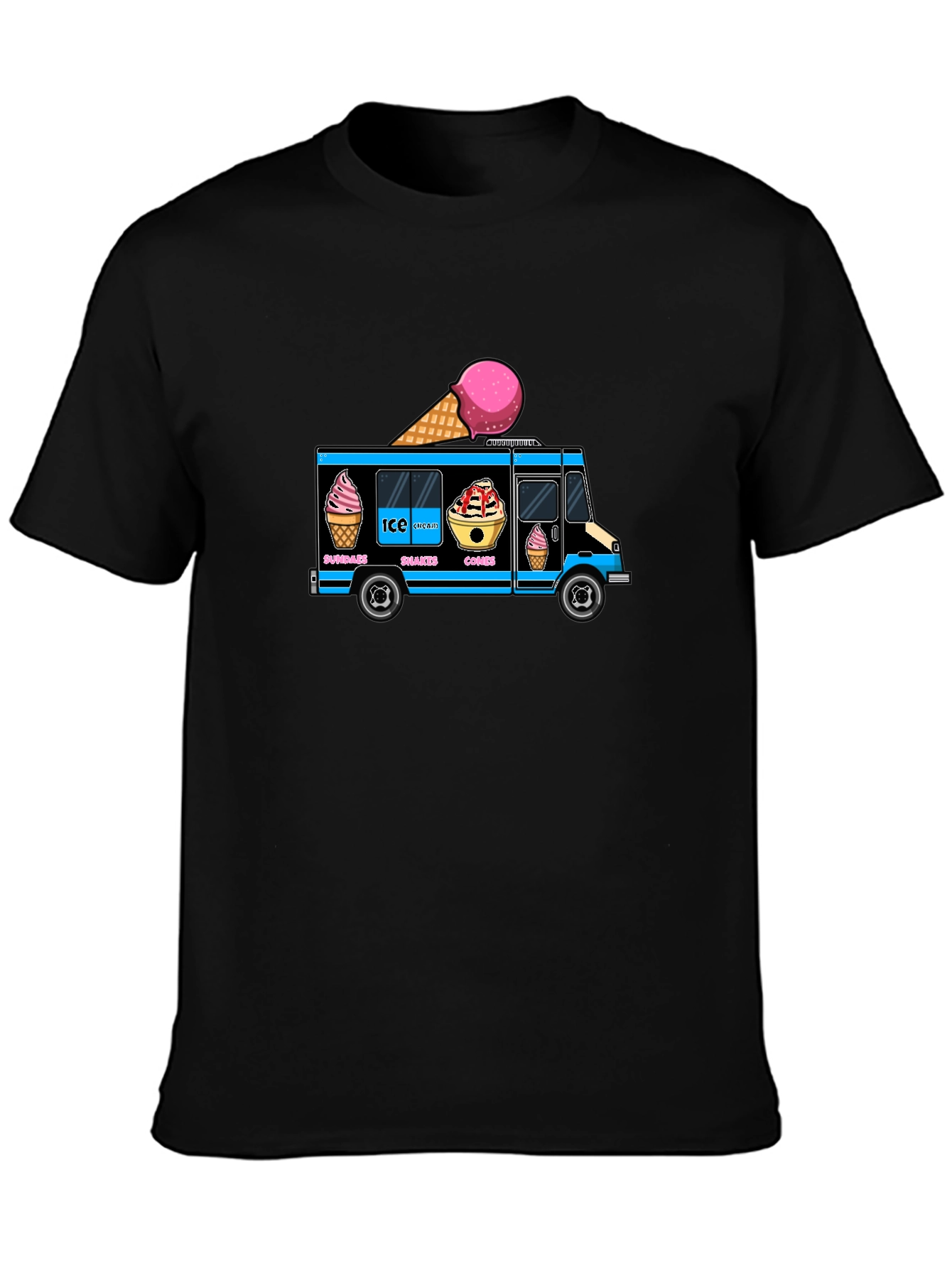 Black Ice Cream Truck Graphic Tee view 3