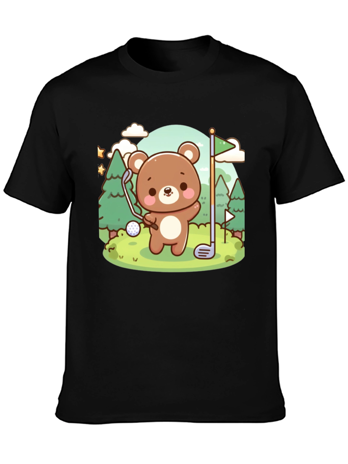 Black Golfing Bear Graphic Tee - Cute & Comfy view 3