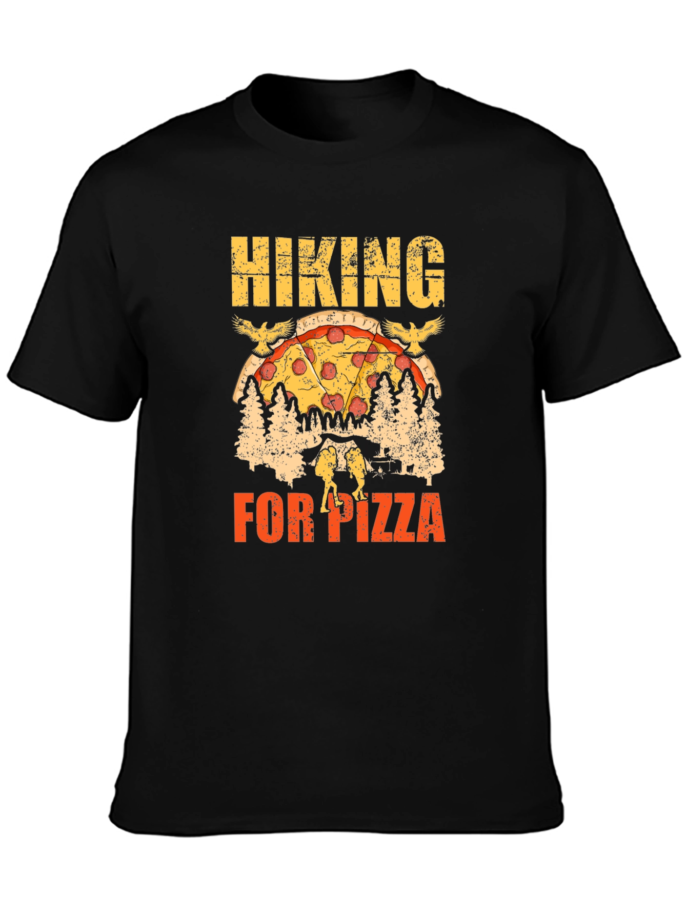 Black Hiking for Pizza Graphic Tee - Unisex view 3