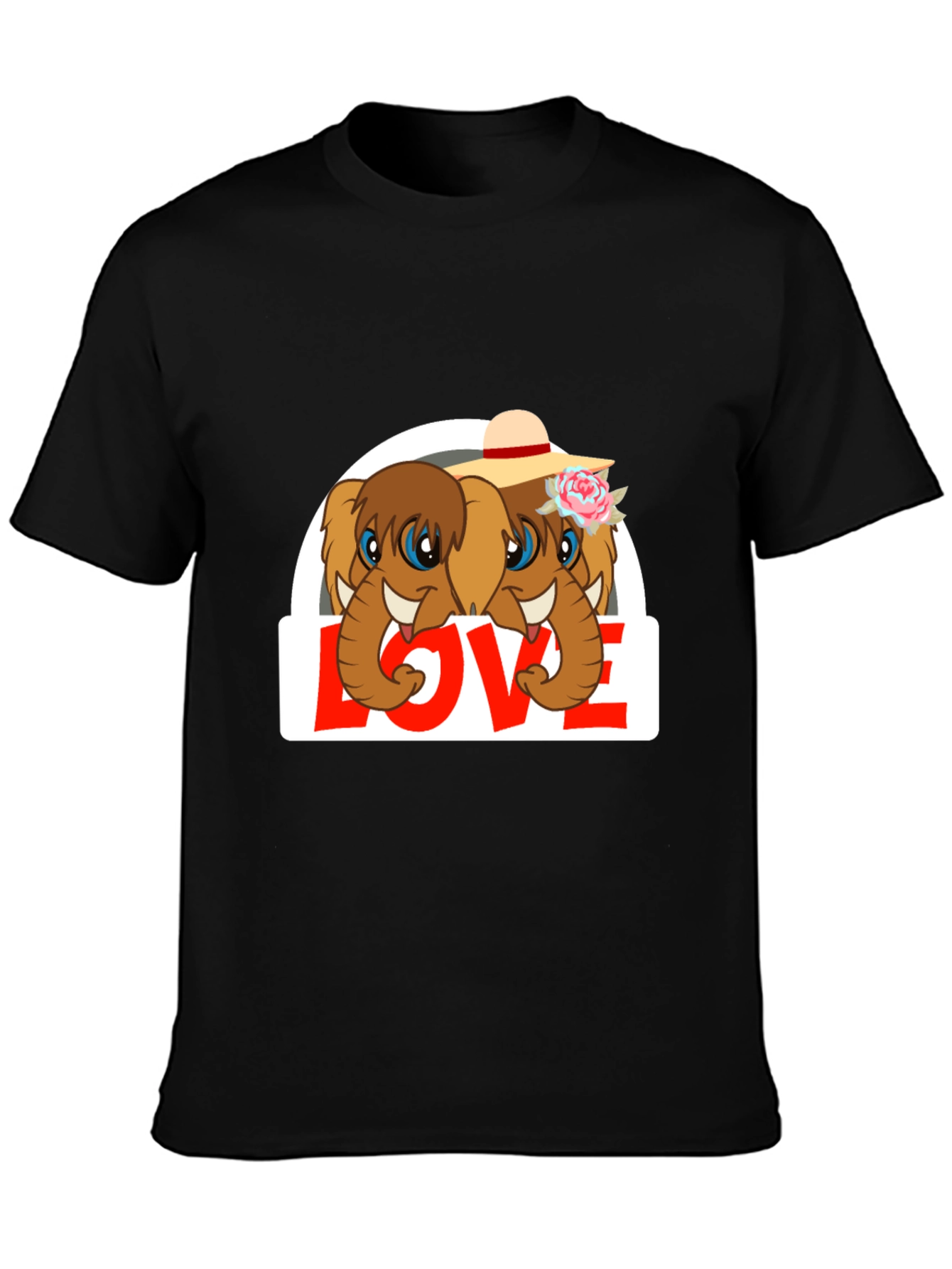 Black Elephant Love T-Shirt - Cute Animal Graphic Tee view 3