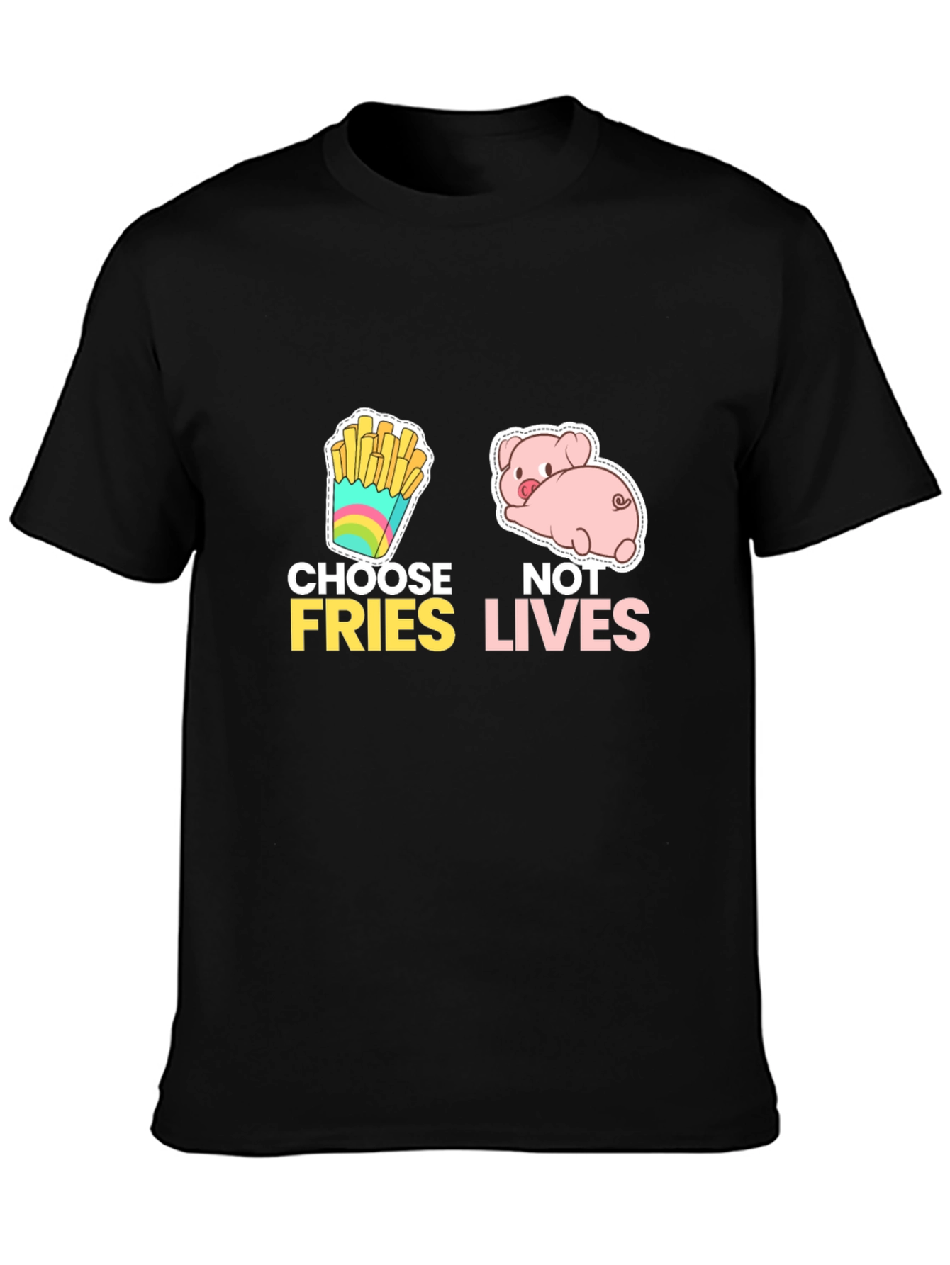 Black Choose Fries Not Lives Black Graphic Tee view 3
