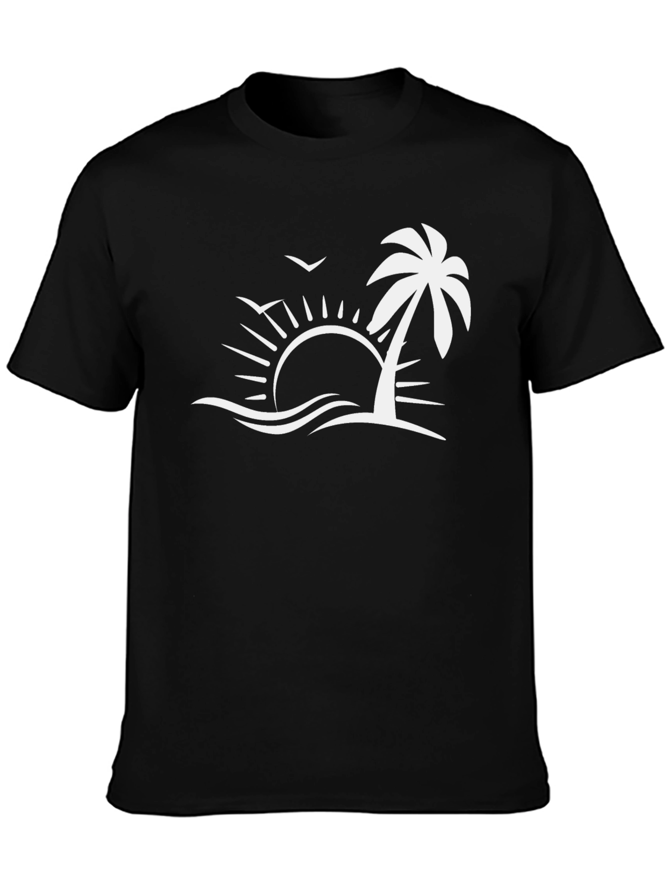 Black Tropical Palm Sunset Graphic Tee - Black view 3