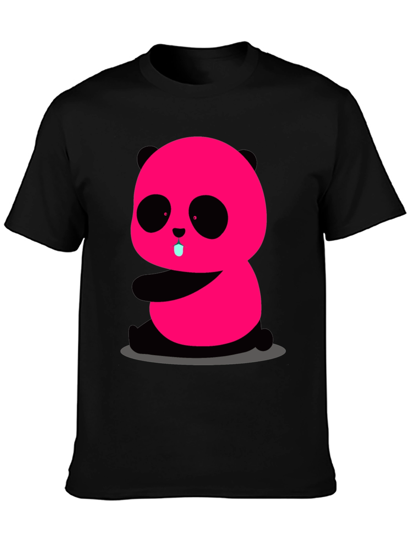 Black Pink Panda Graphic Tee - Cute & Fun Black T-Shirt view 3