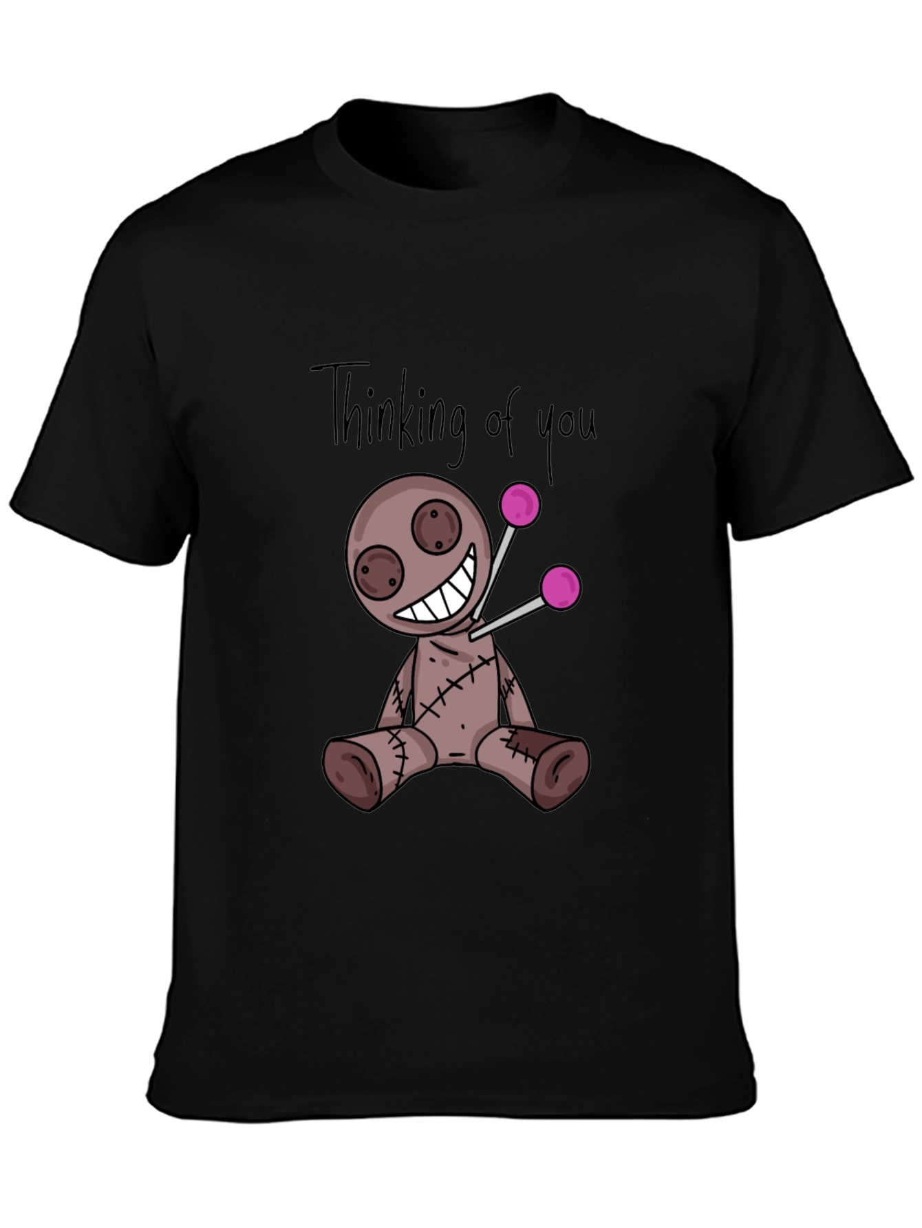 Black Thinking of You Voodoo Doll Black T-Shirt view 3