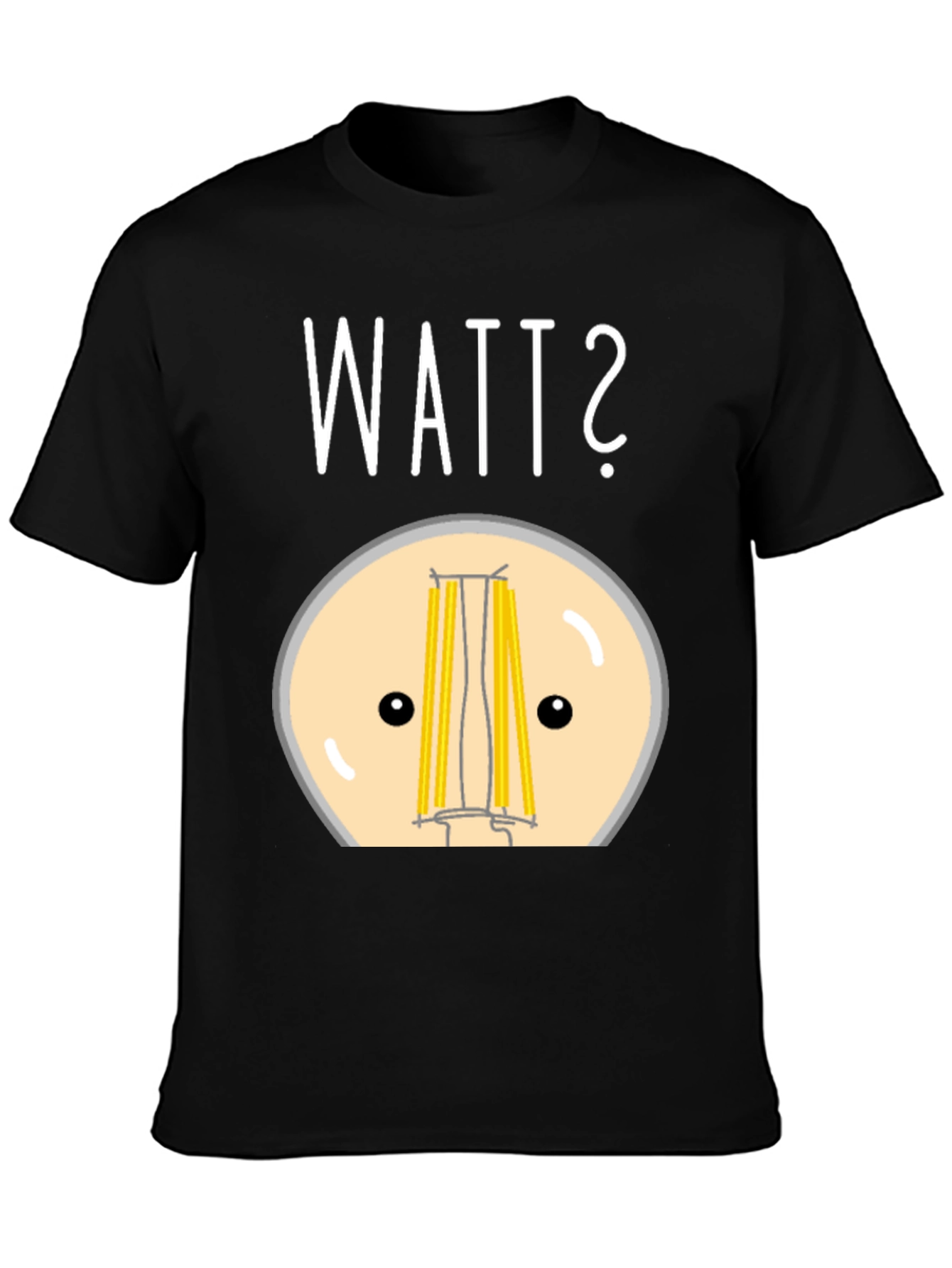 Black Watt? Pun T-Shirt - Funny Light Bulb Design view 3