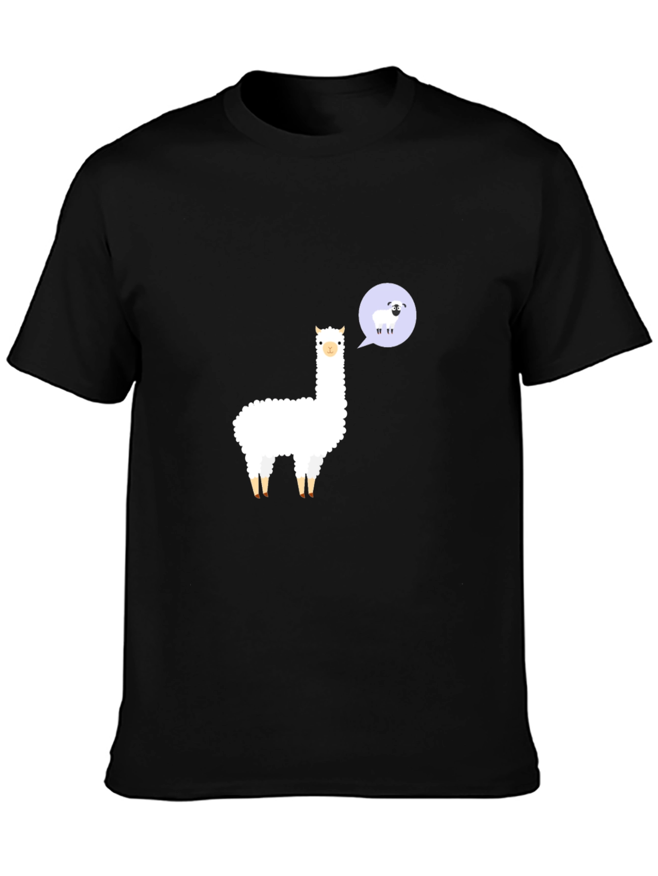 Black Alpaca & Sheep T-Shirt - Black Cotton Tee view 3