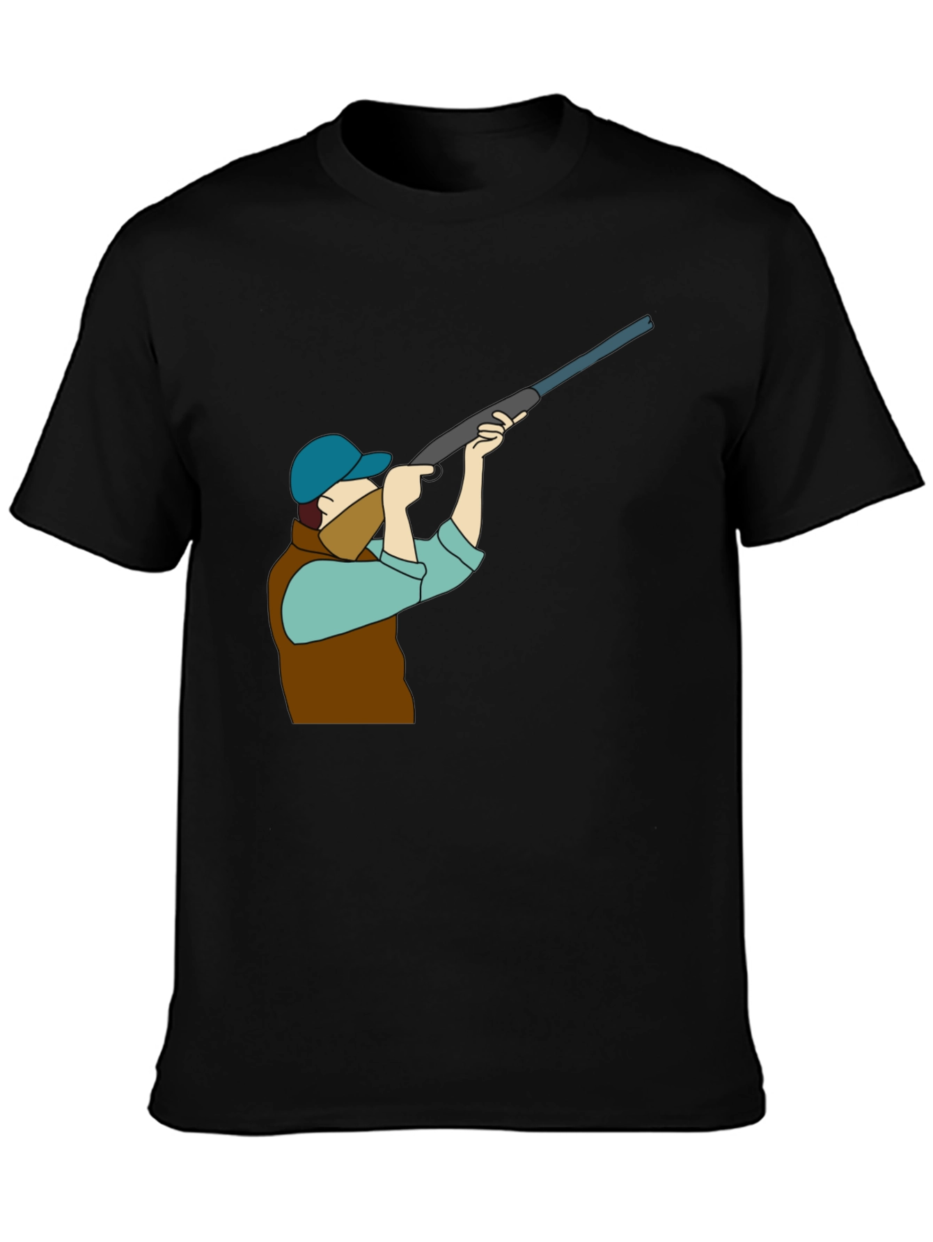 Black Hunting Graphic Tee - Black Cotton T-Shirt view 3