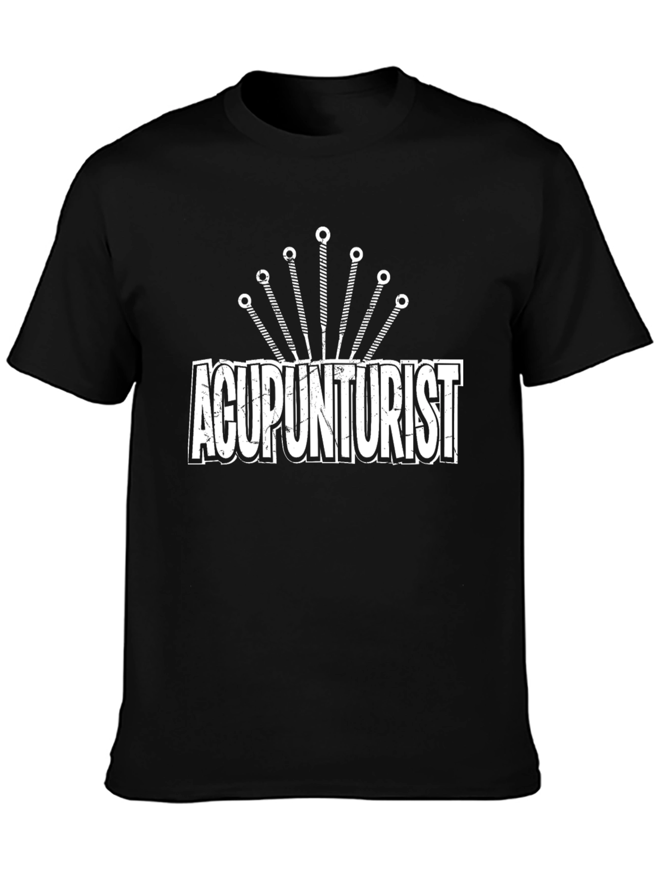 Black Acupuncturist Graphic Tee - Novelty Black Cotton T-Shirt view 3