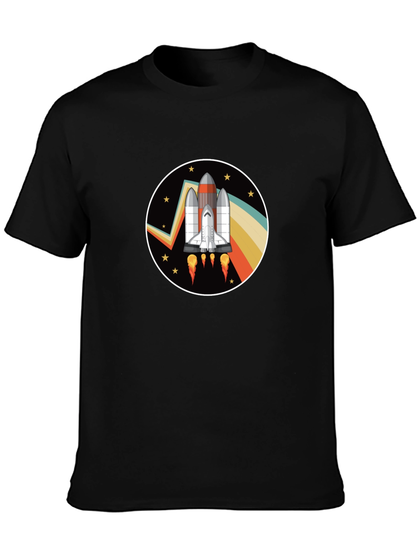 Black Retro Space Shuttle Graphic Tee view 3