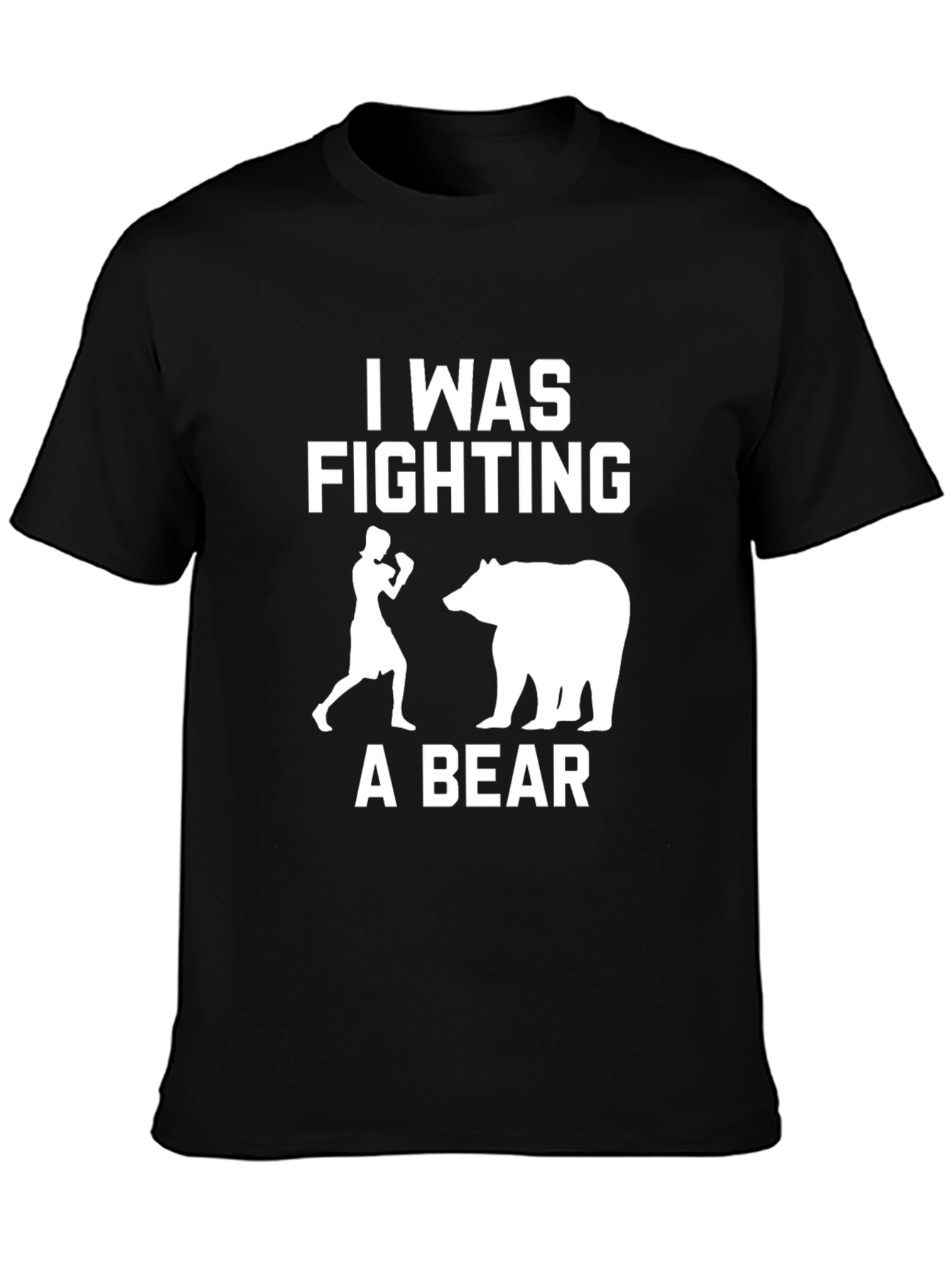 Black I Was Fighting a Bear Graphic T-Shirt view 3
