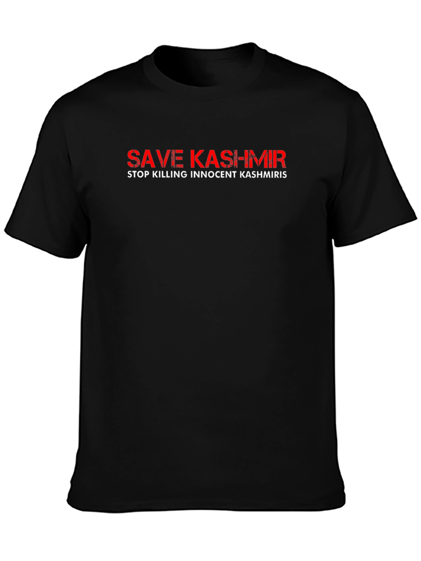 Black Save Kashmir Graphic Tee - Black Cotton Activist Shirt view 3