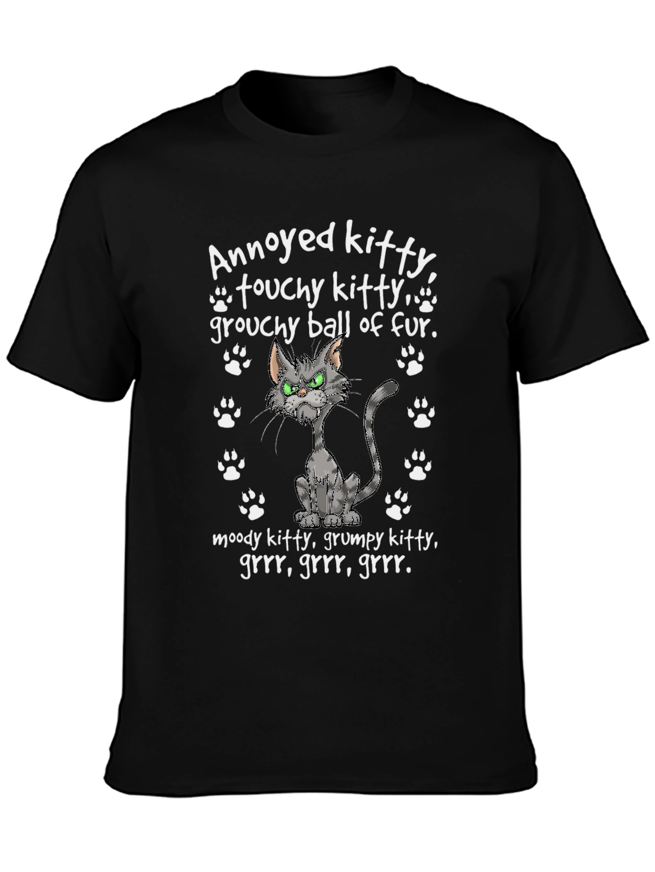 Black Annoyed Kitty T-Shirt - Grumpy Cat Design view 3