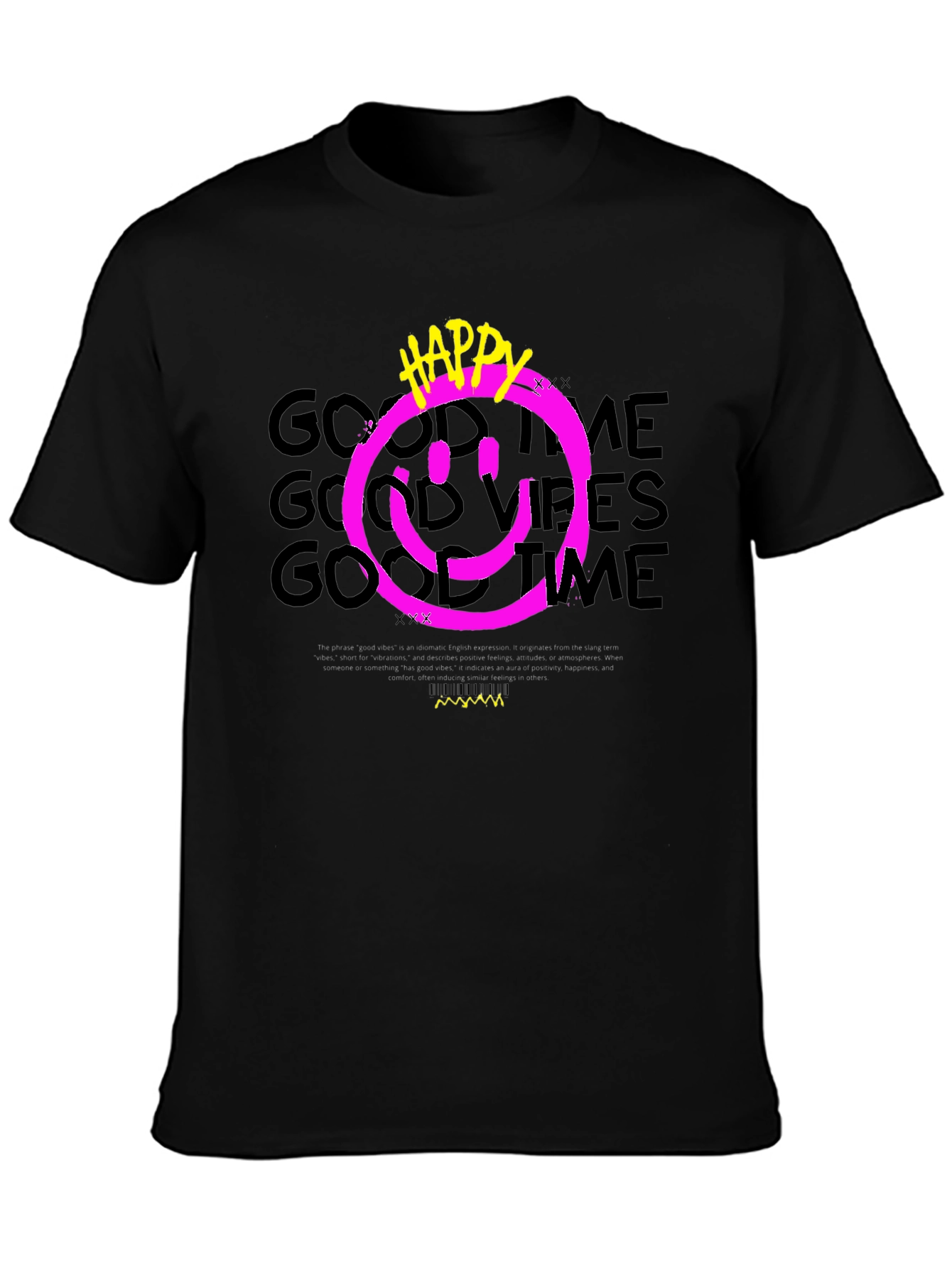 Black Happy Good Vibes Graphic Tee view 3