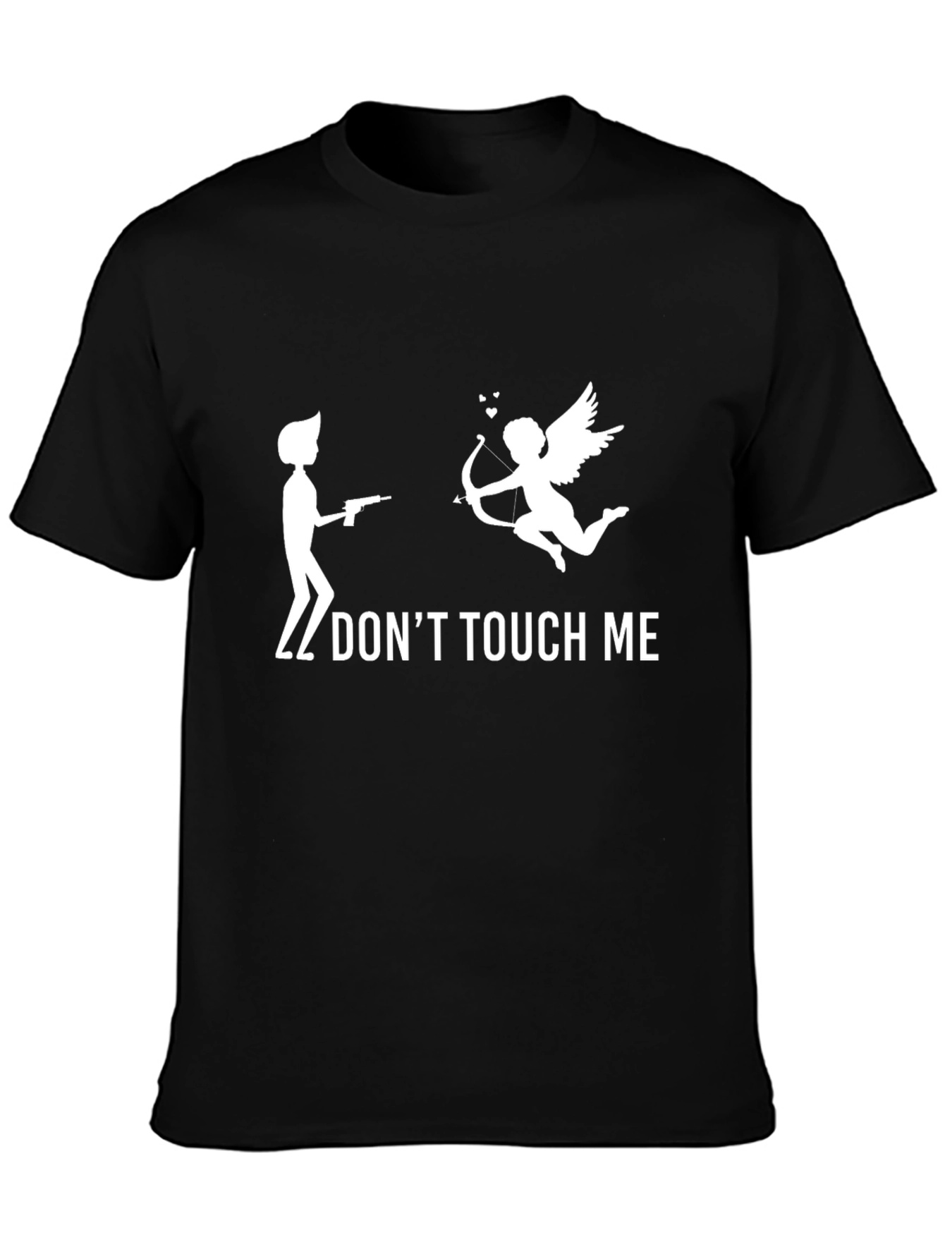 Black Don't Touch Me Graphic Tee - Funny Anti-Valentine's Day Shirt view 3