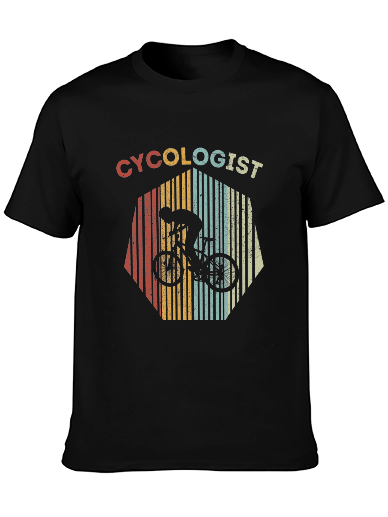 Black Retro Cycologist T-Shirt - Cycling Enthusiast Apparel view 3