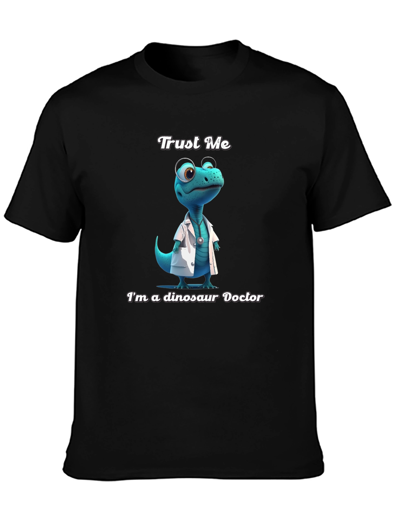 Black Dinosaur Doctor T-Shirt - Trust Me, I'm a Dino Doc! view 3
