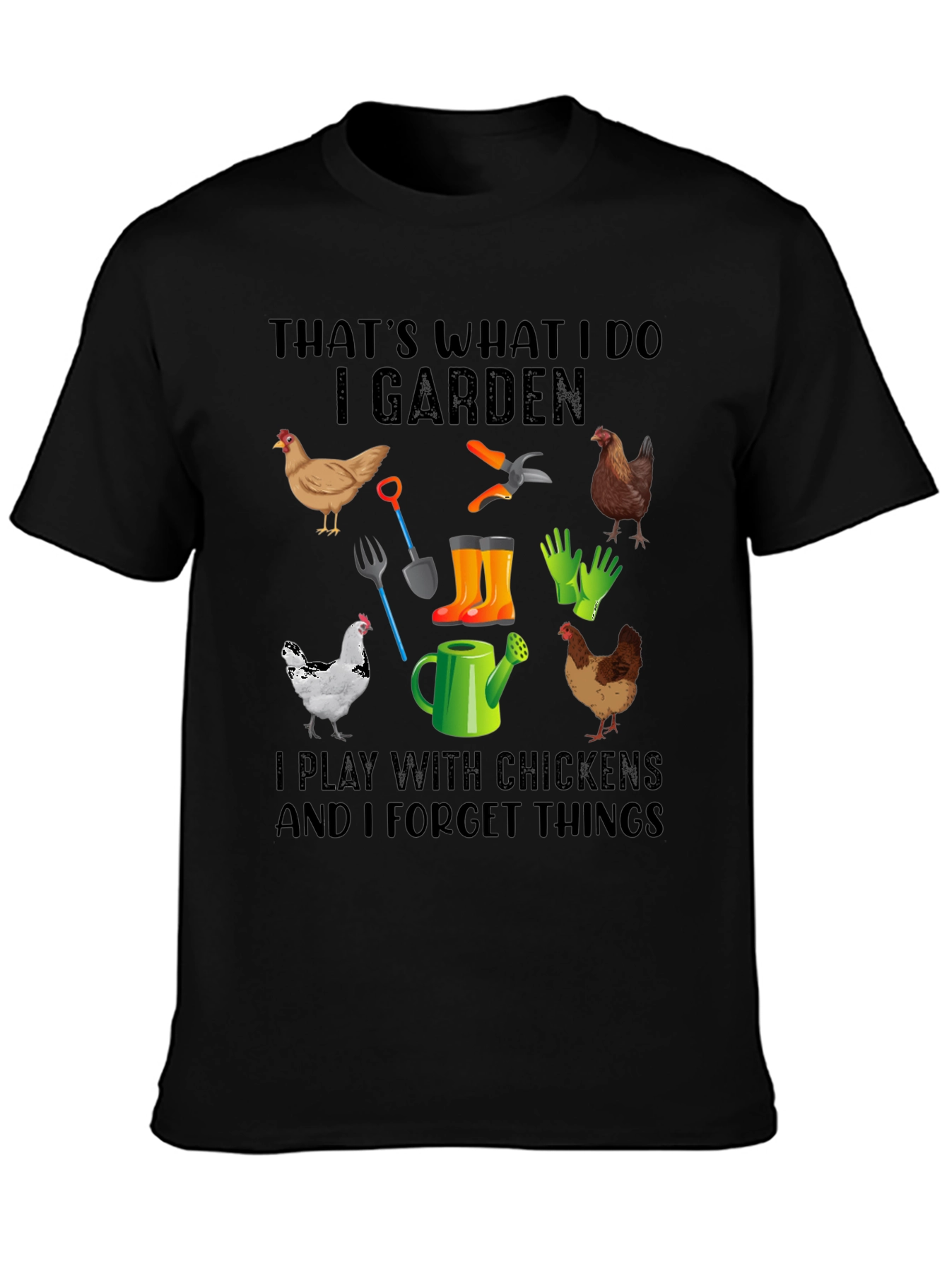 Black Gardening & Chicken Lover Graphic Tee view 3