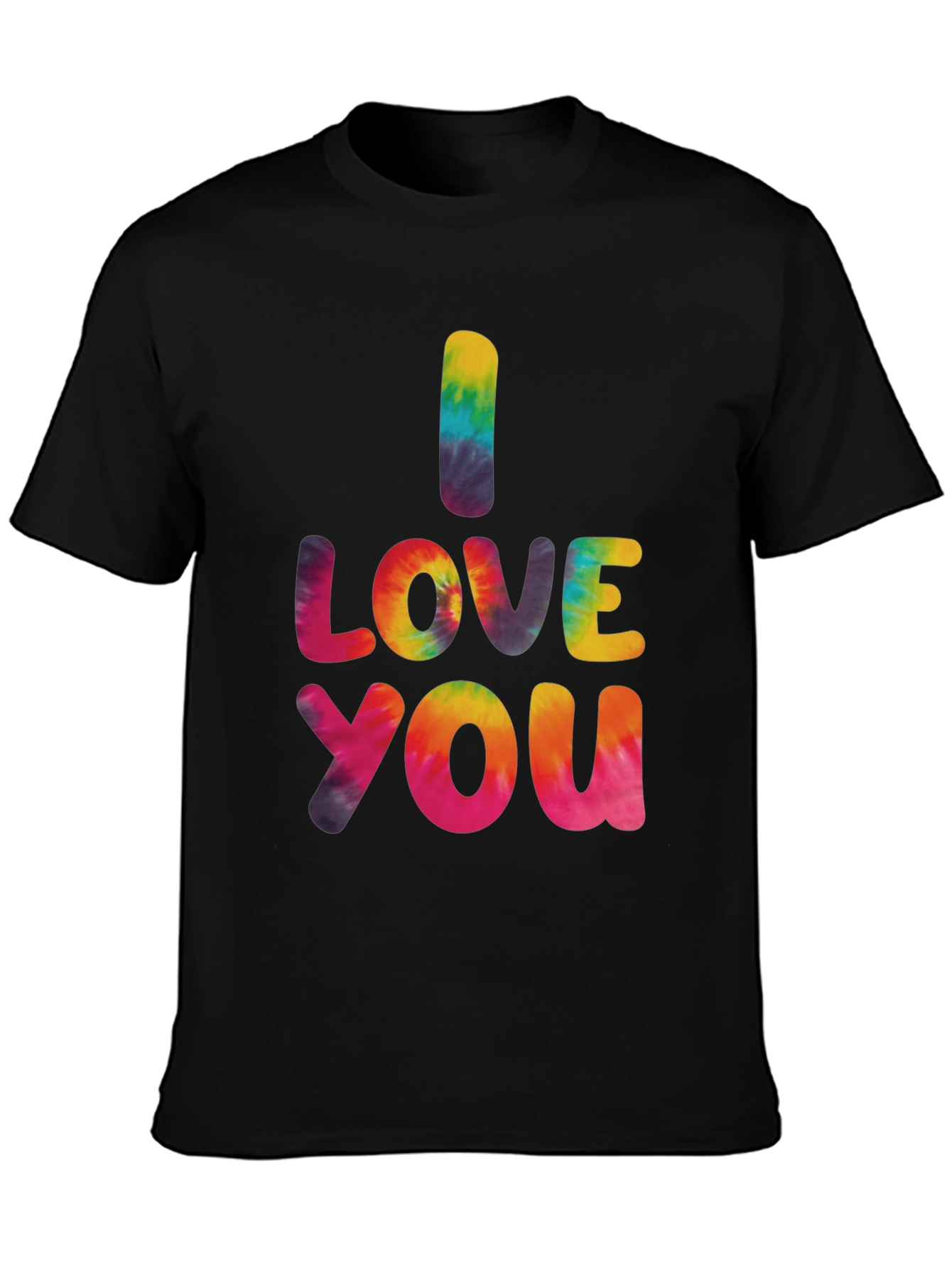 Black I Love You Tie Dye Graphic Tee - Black view 3