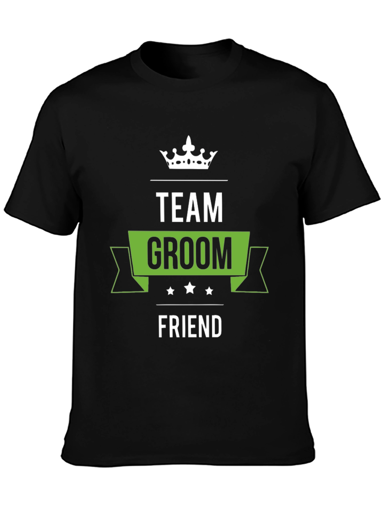 Black Team Groom Friend T-Shirt - Black Crew Neck Wedding Party Tee view 3