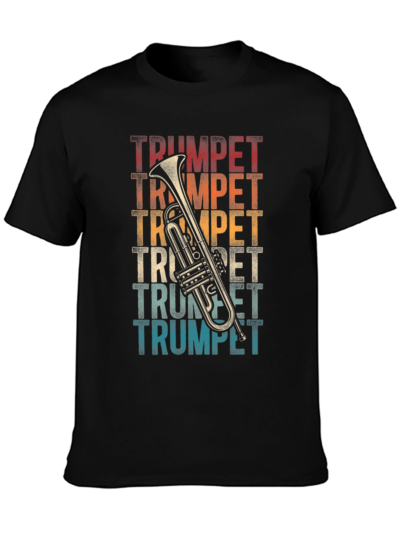 Black Retro Trumpet T-Shirt - Vintage Style Musical Tee view 3