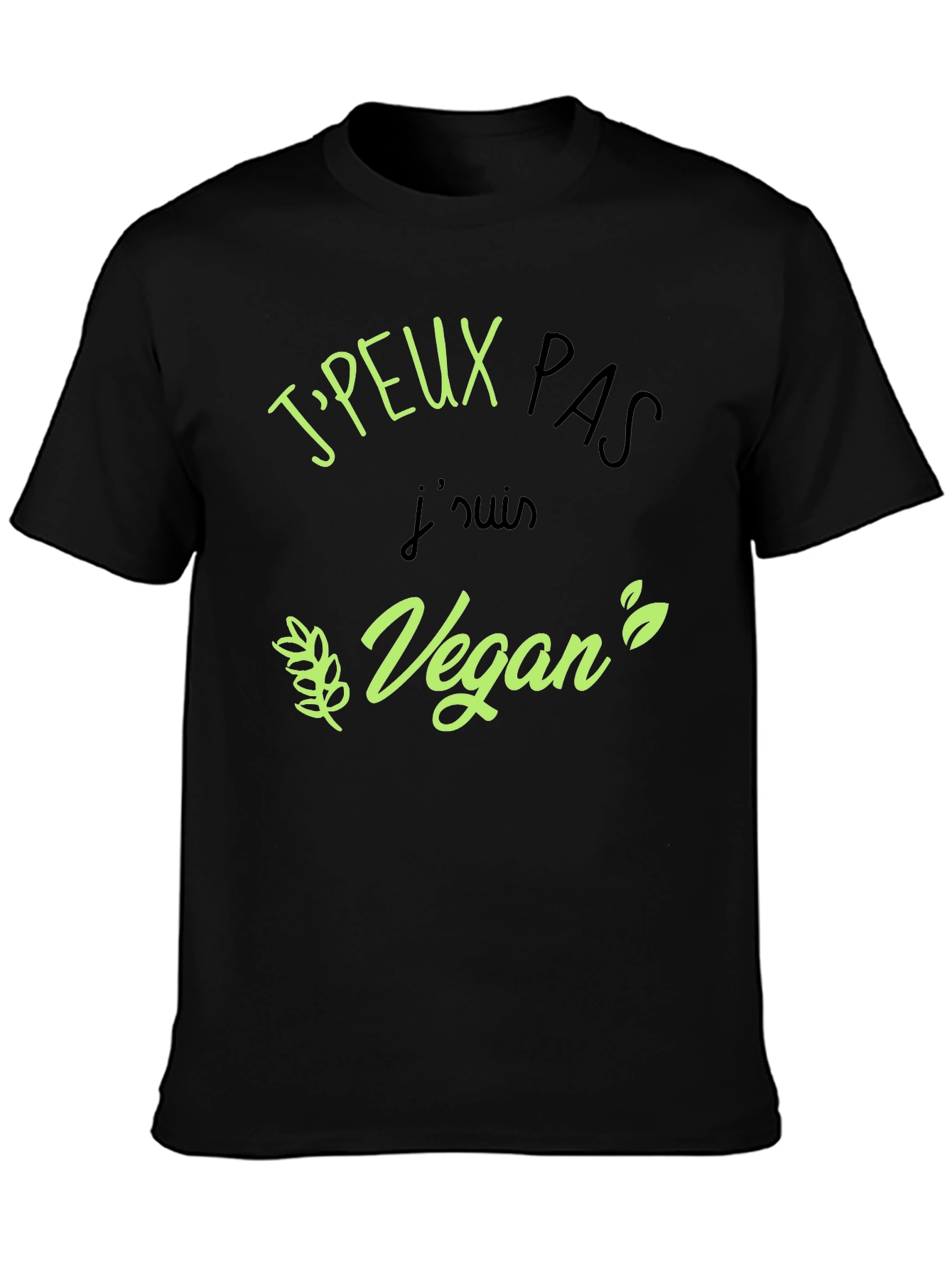 Black Vegan Statement Black T-Shirt view 3