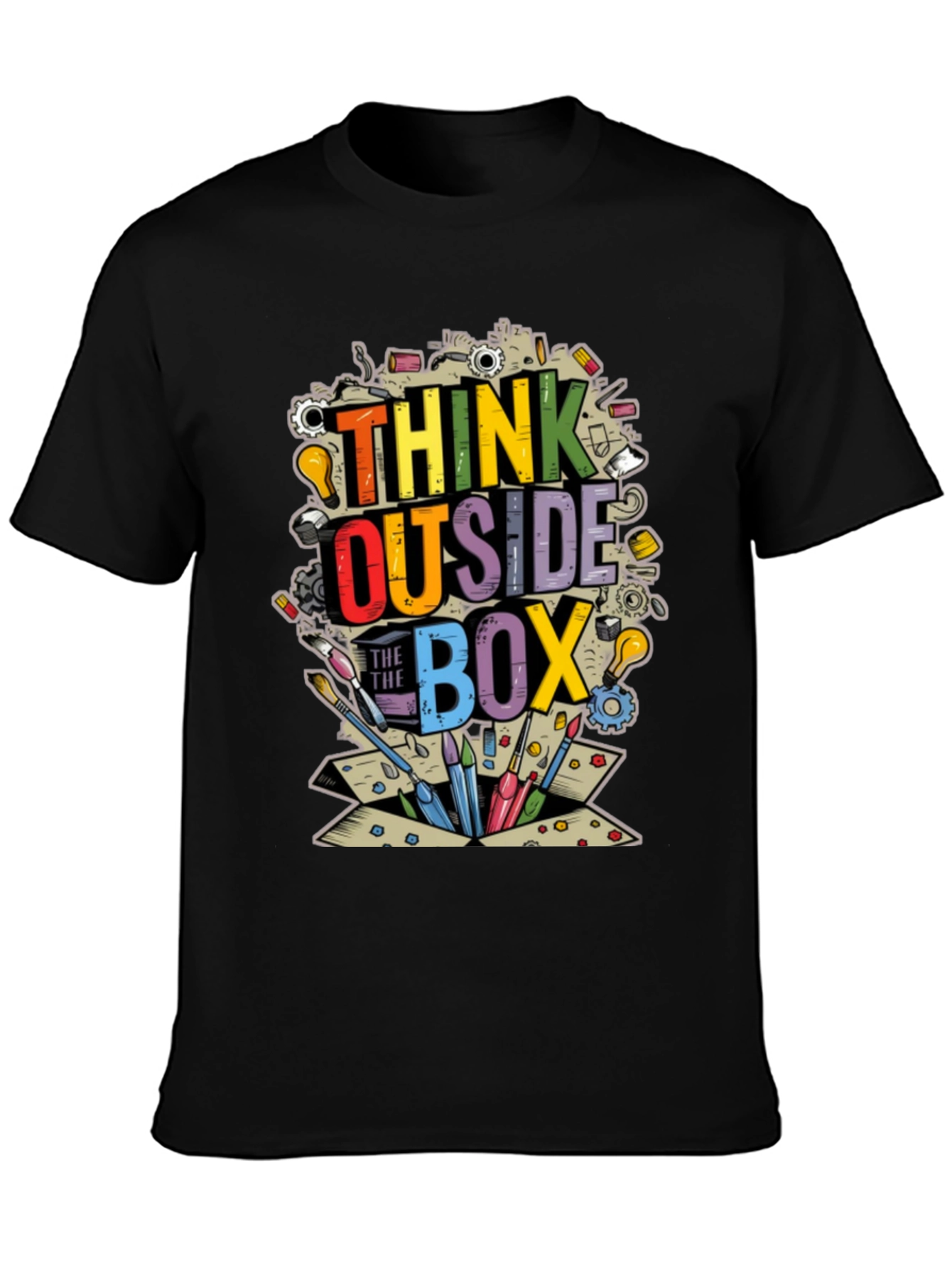 Black Think Outside the Box Graphic T-Shirt view 3