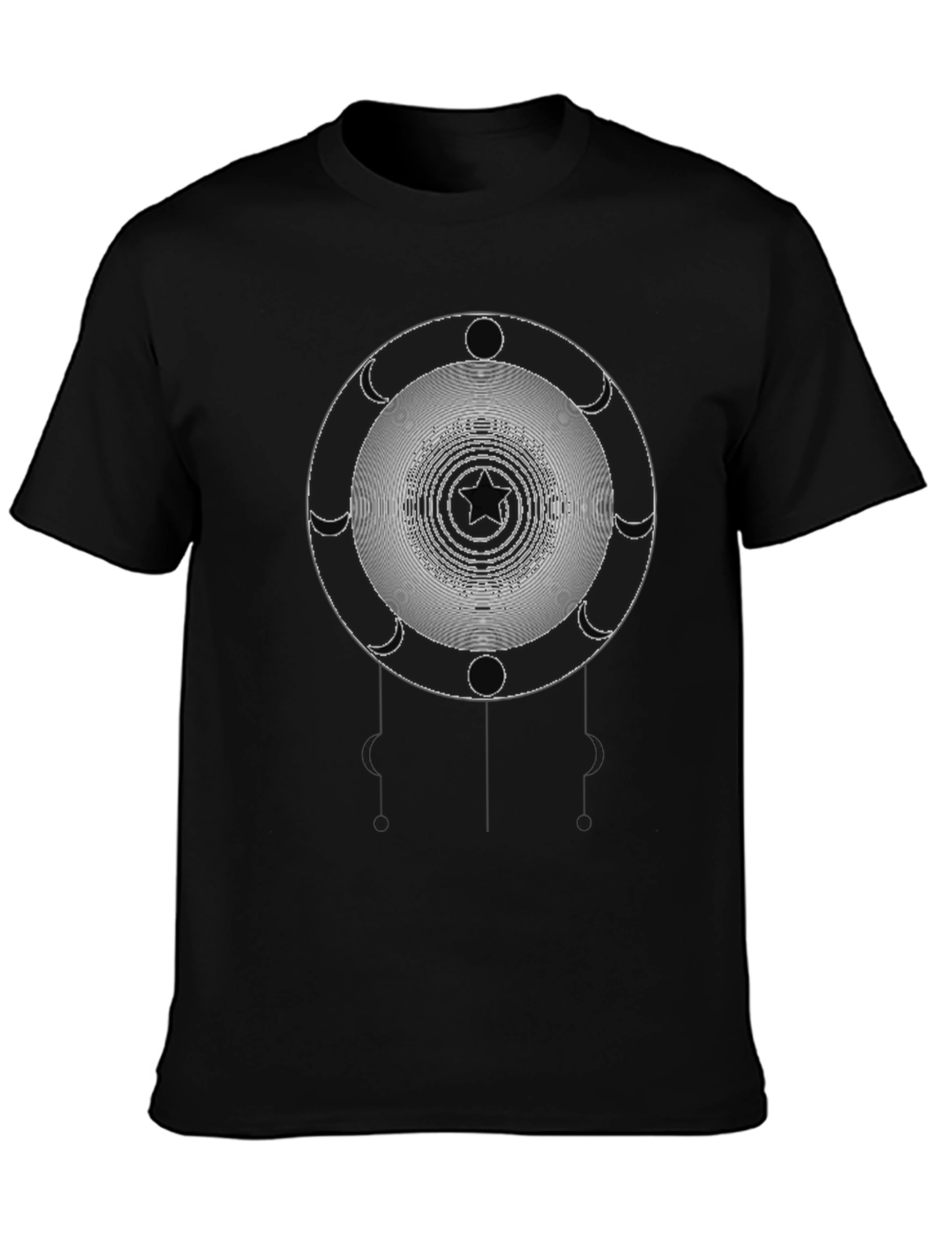 Black Mystic Moon Star Graphic Black T-Shirt view 3