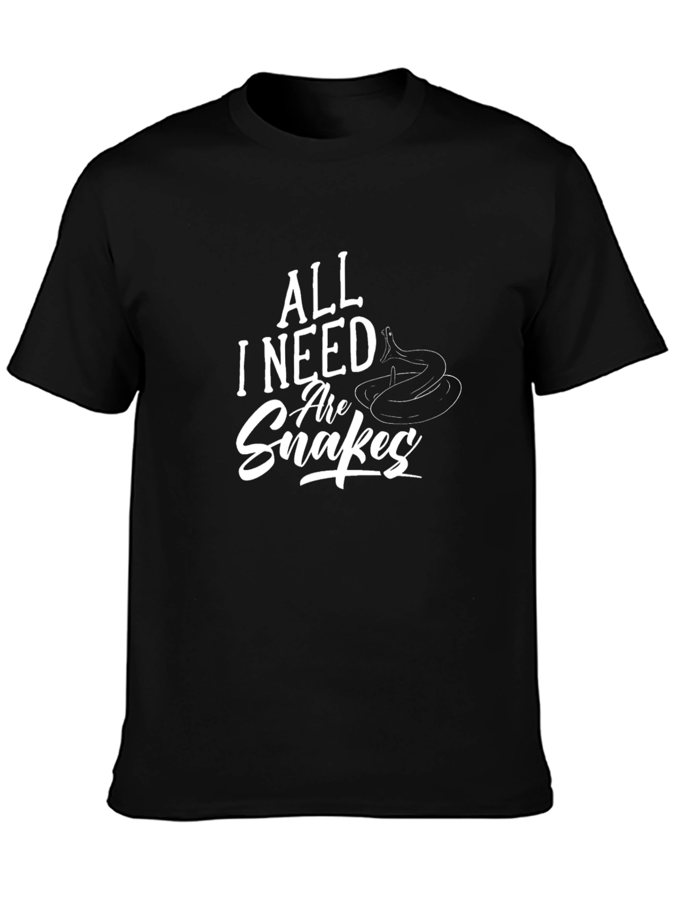 Black All I Need Are Snakes Black T-Shirt view 3