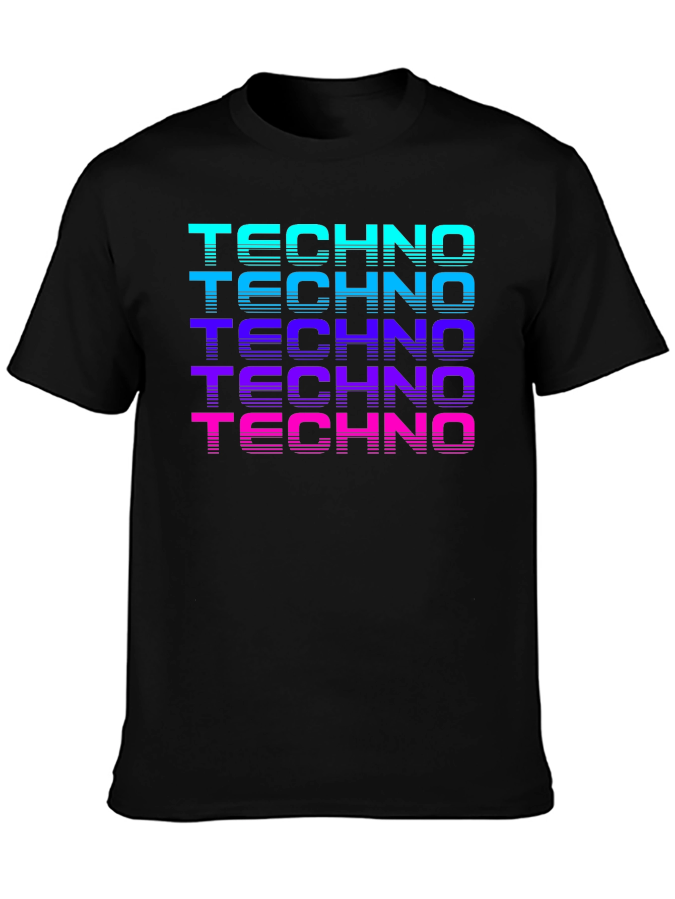 Black Retro Techno Graphic T-Shirt view 3