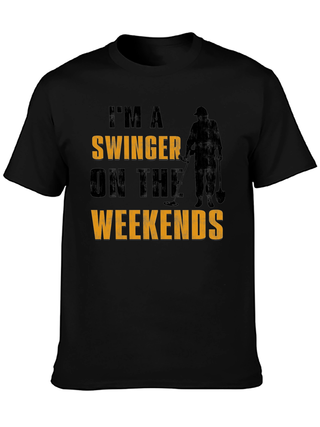 Black Funny Metal Detecting T-Shirt: I'm A Swinger On The Weekends view 3