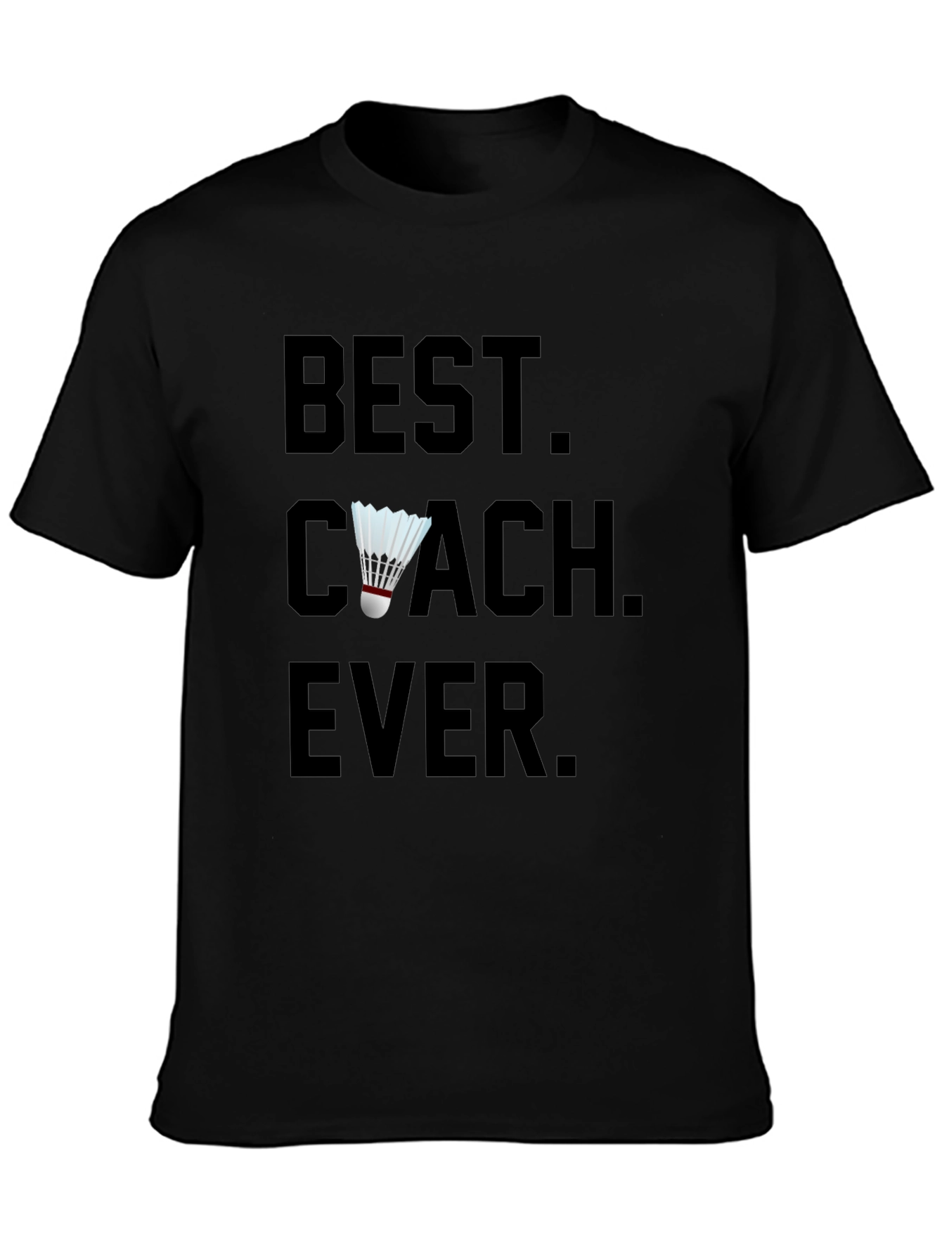 Black Best Coach Ever Shuttlecock T-Shirt view 3