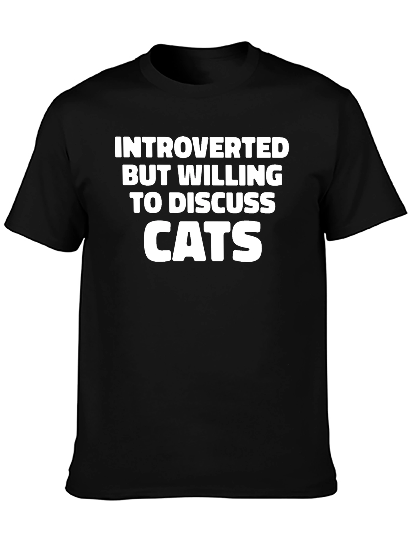 Black Introverted Cat Lover T-Shirt - Black view 3