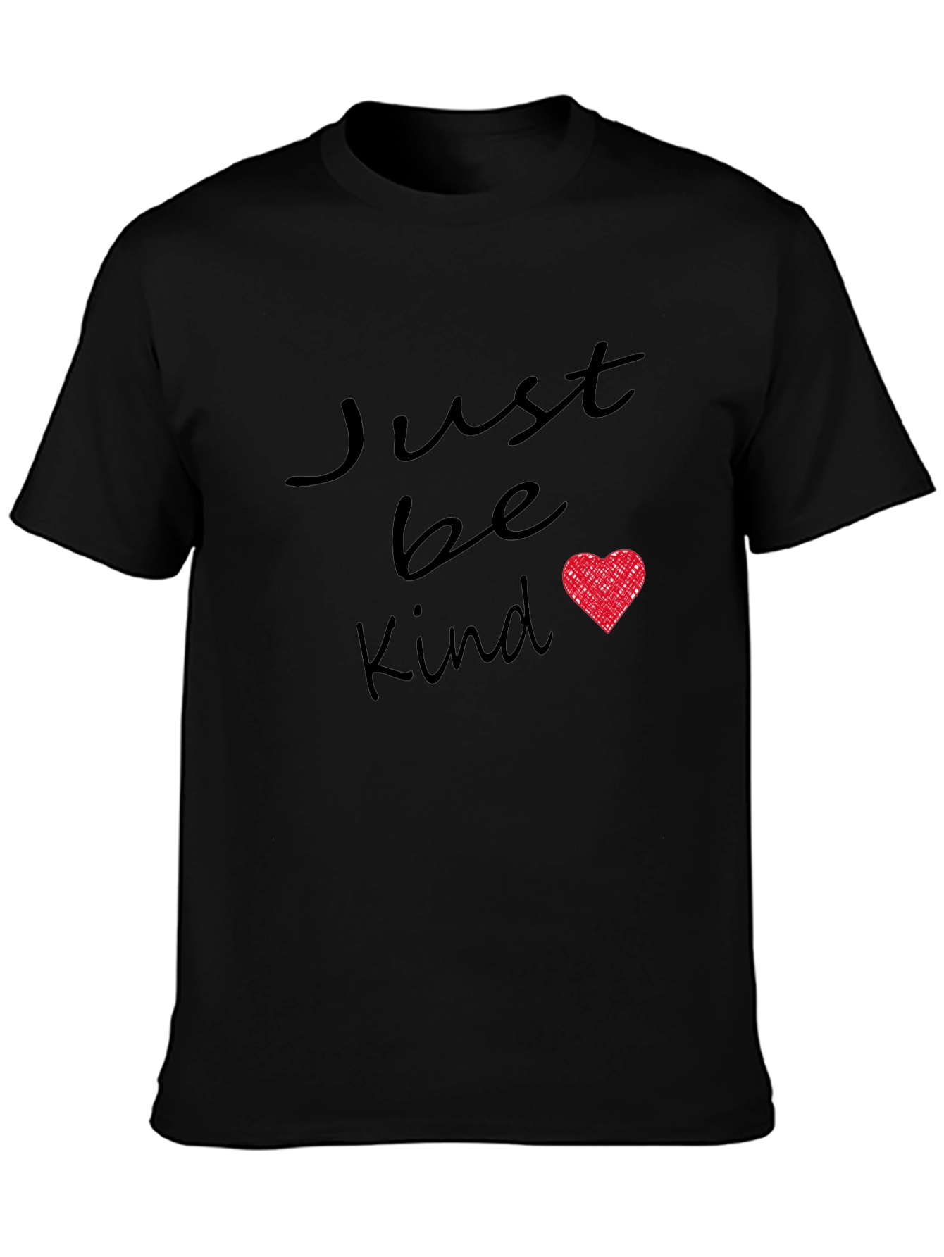 Black Just Be Kind Black Tee with Heart Graphic view 3