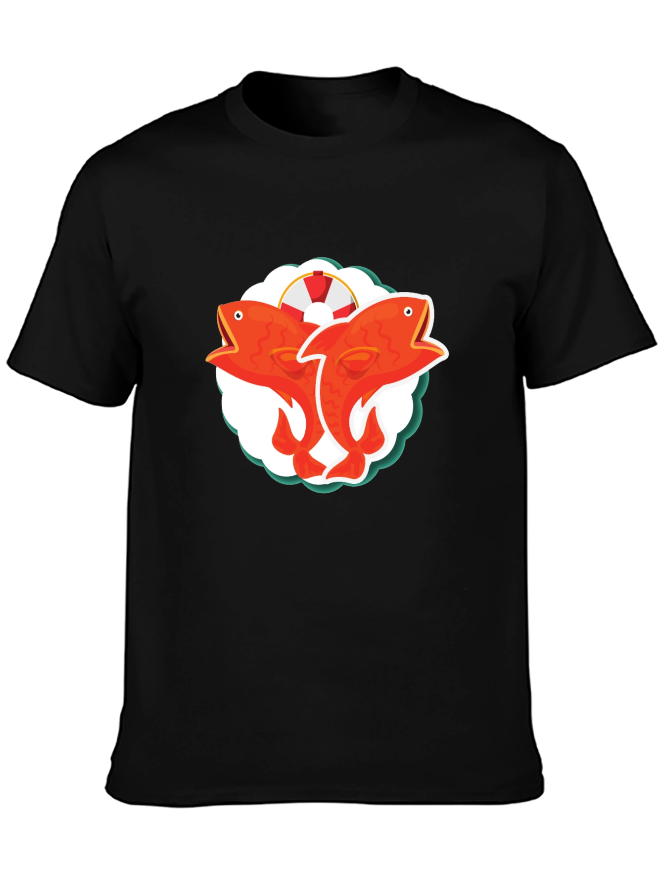 Black Red Fish Duo Graphic Tee - Black view 3