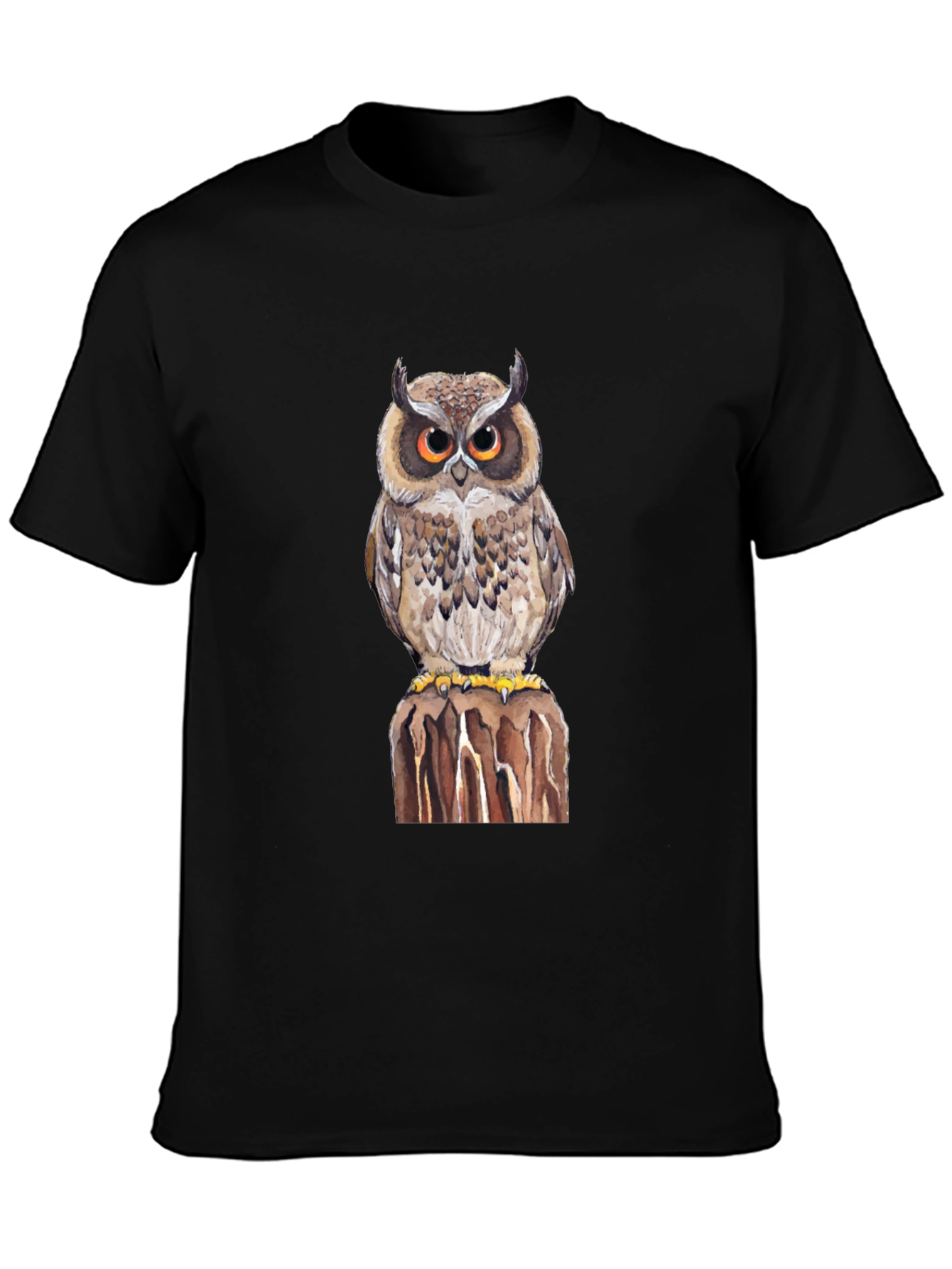 Black Owl Graphic Print Black T-Shirt view 3