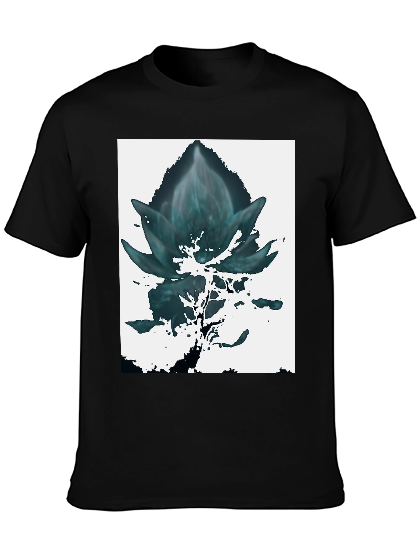 Black Abstract Floral Graphic Tee - Black view 3