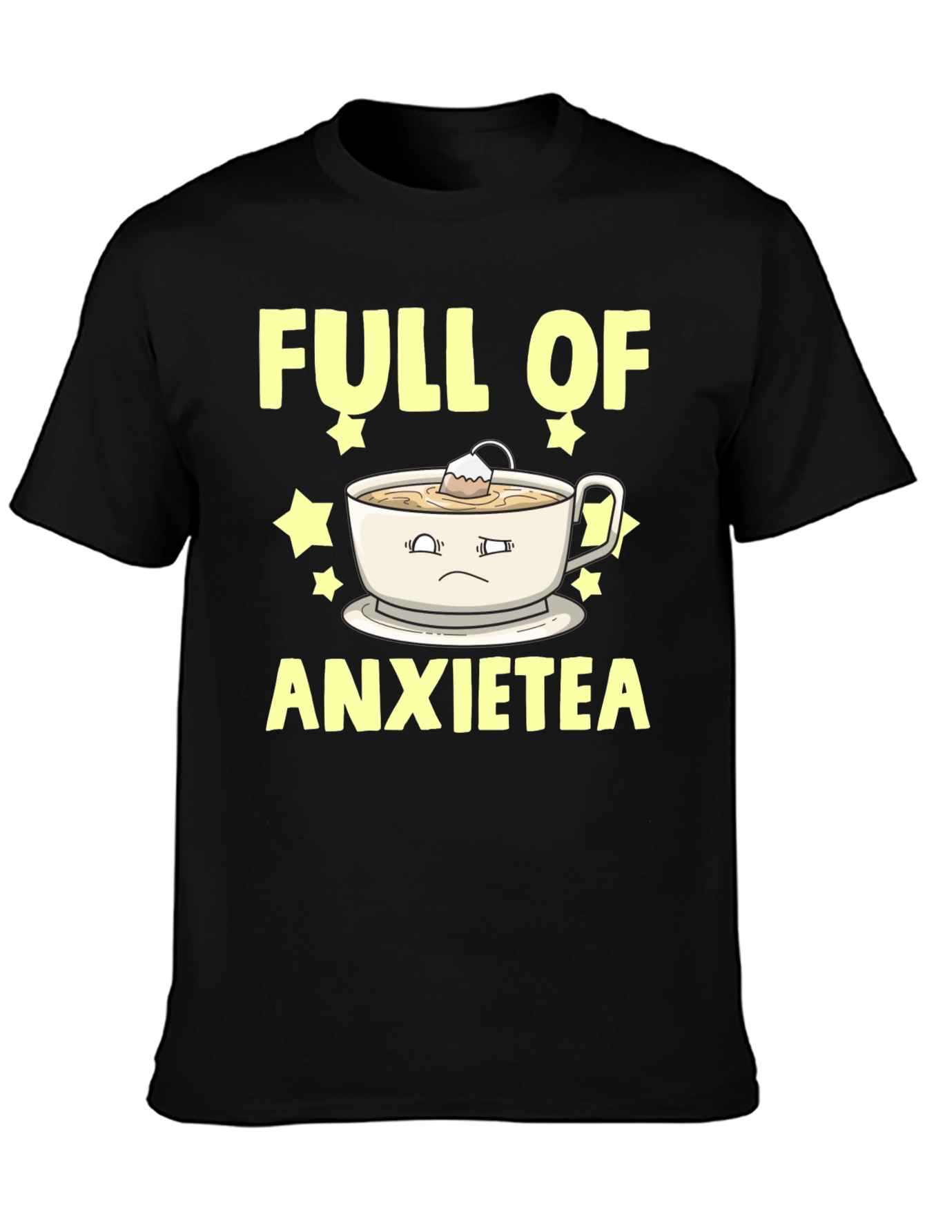 Black Full of Anxietea Graphic Tee - Novelty T-Shirt view 3