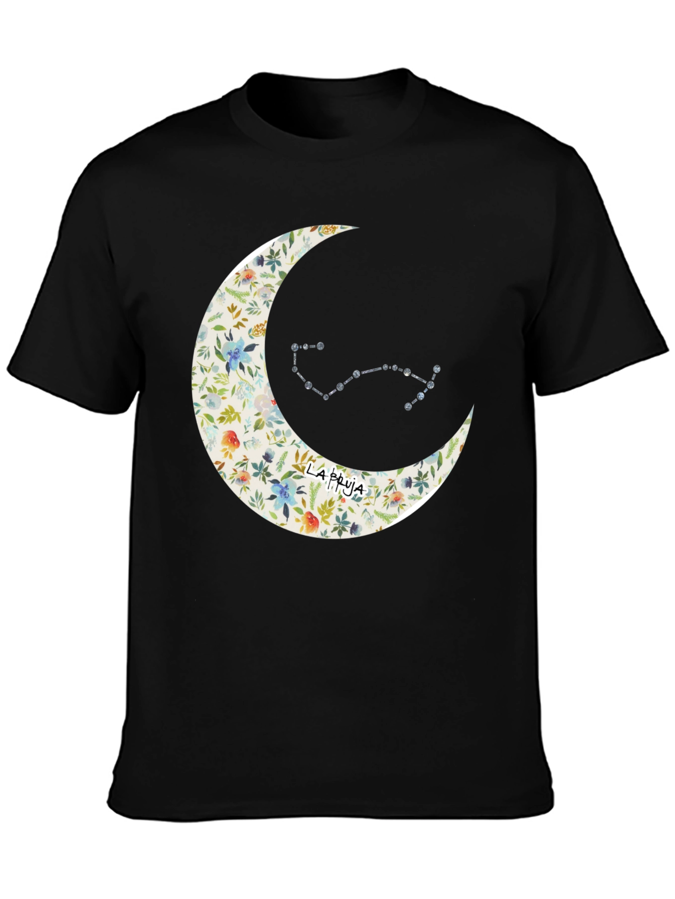 Black Floral Moon & Constellation Graphic Tee view 3